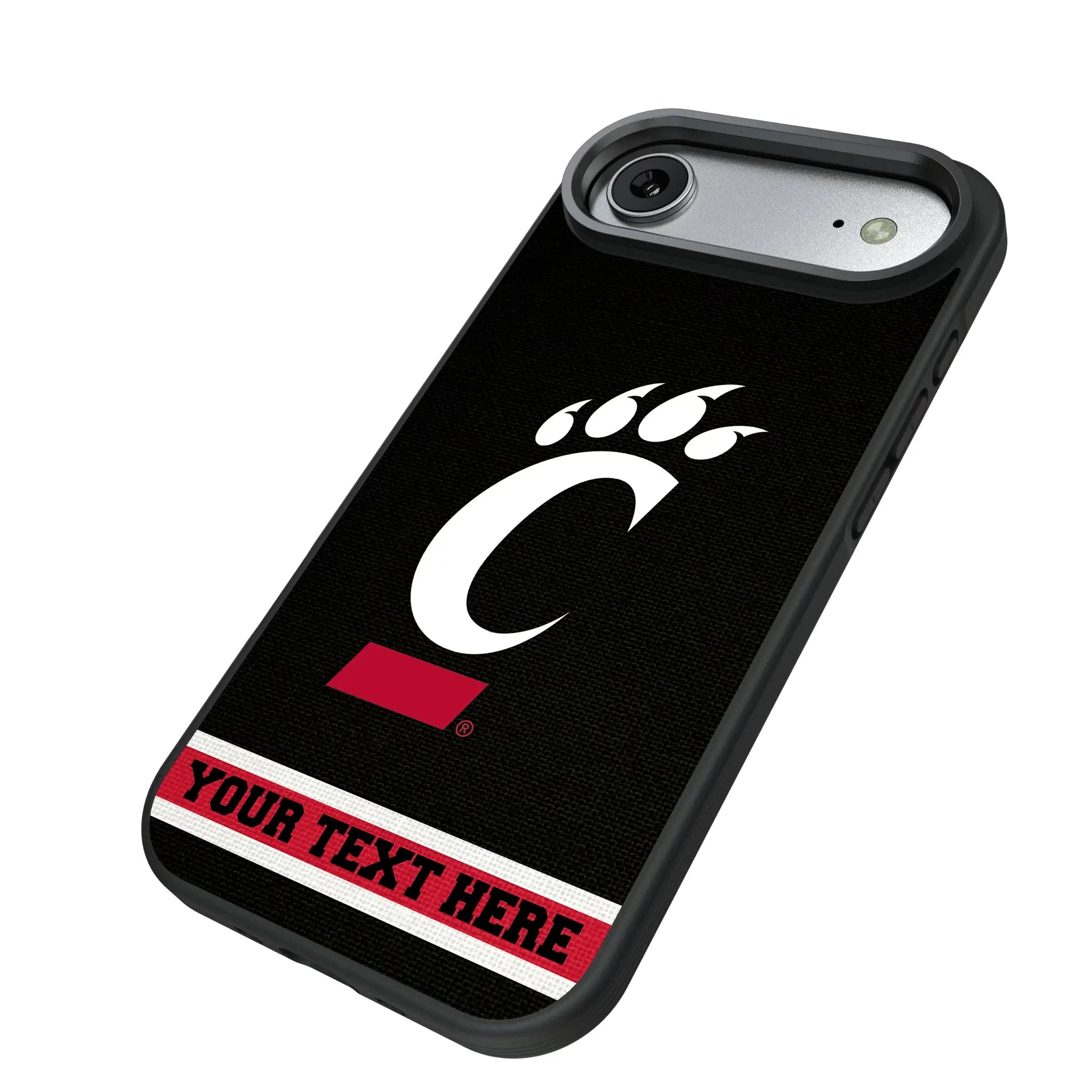 University of Cincinnati Bearcats Personalized Stripe iPhone Bump Phone Case for Apple iPhone - Isometric View#Device_iPhone Air