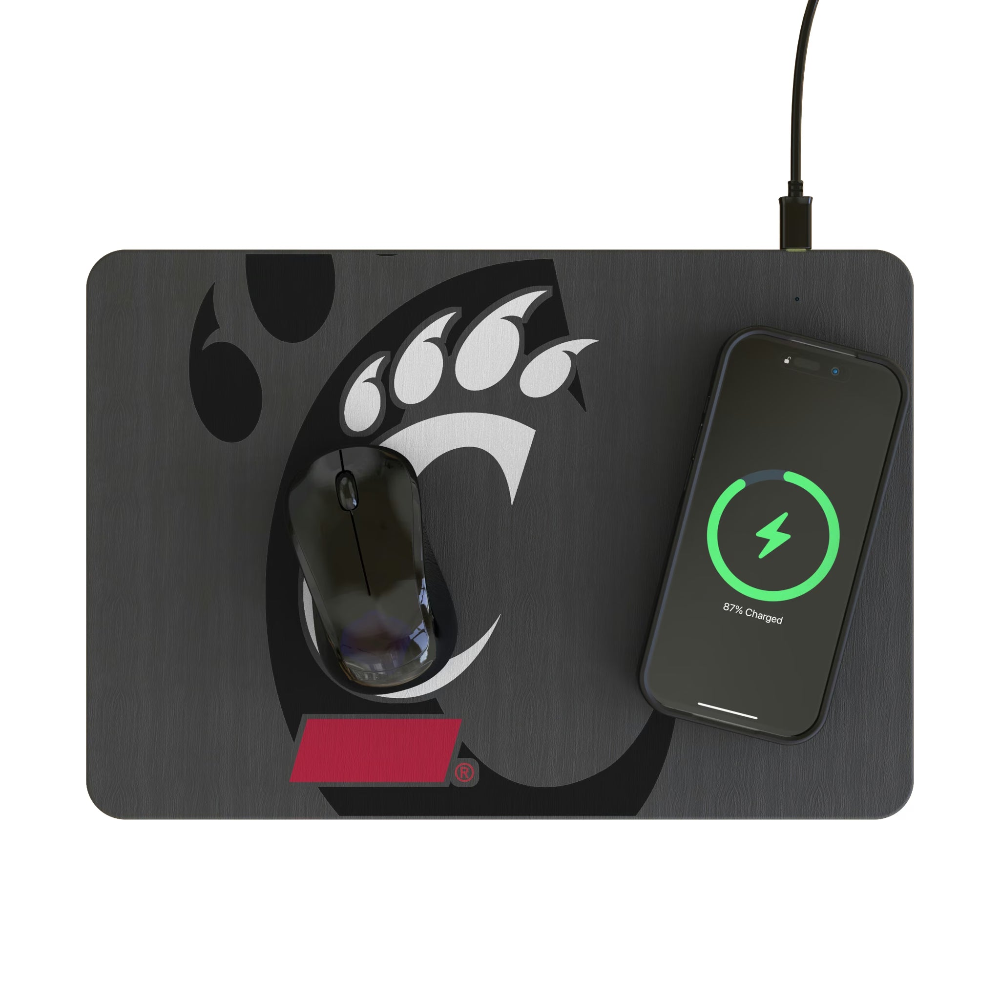 University of Cincinnati Bearcats Personalized Tilt 15-Watt Wireless Charger and Mouse Pad - Lifestyle