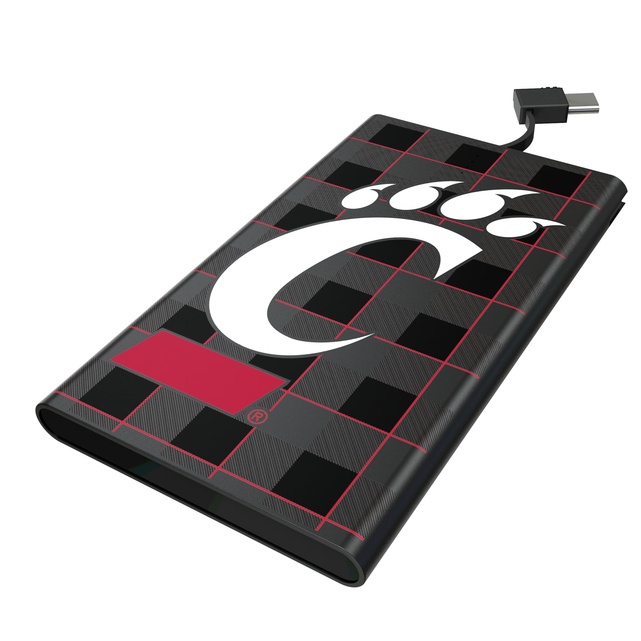 University of Cincinnati Bearcats Plaid 5000mAh Flat Powerbank