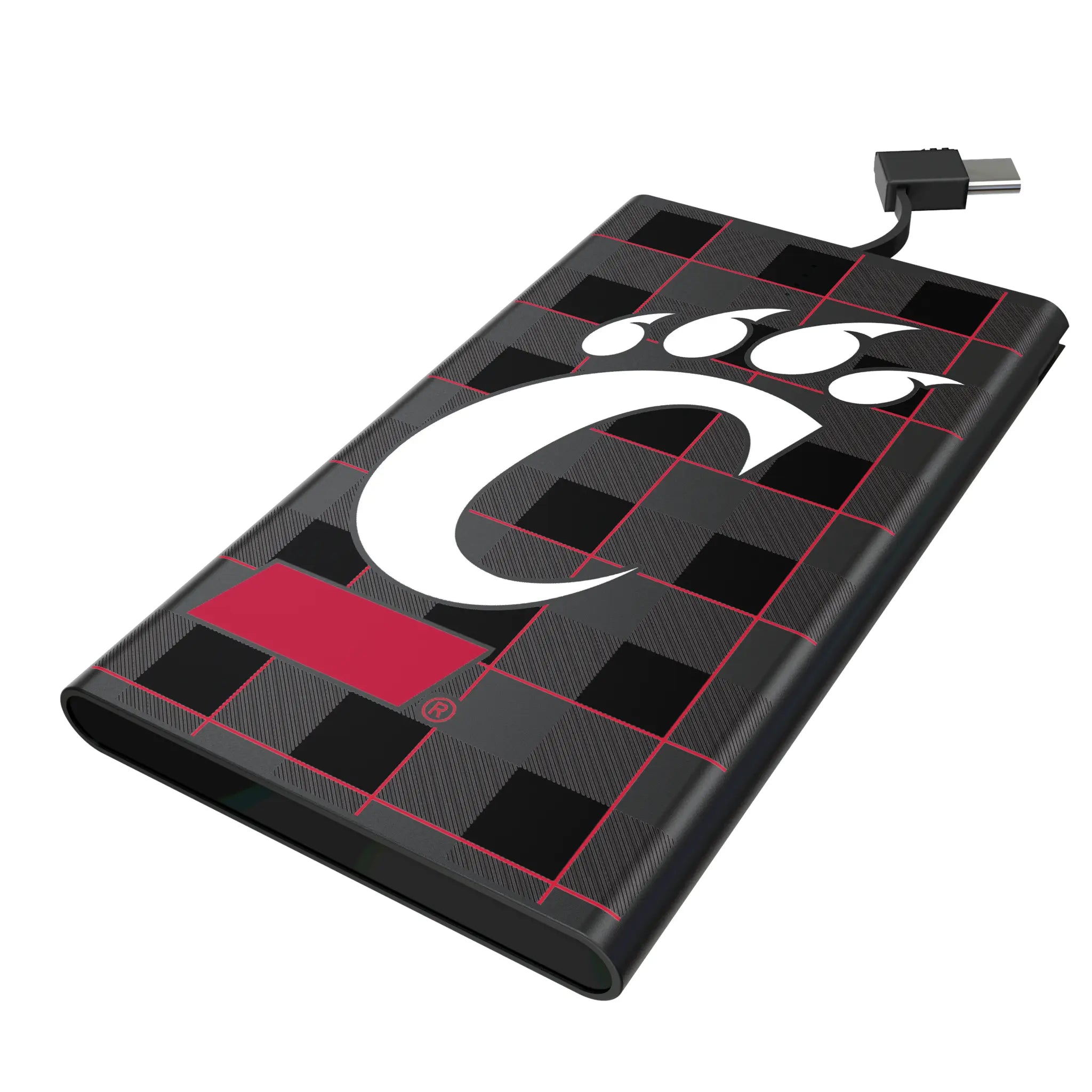 University of Cincinnati Bearcats Plaid 5000mAh Flat Power Bank