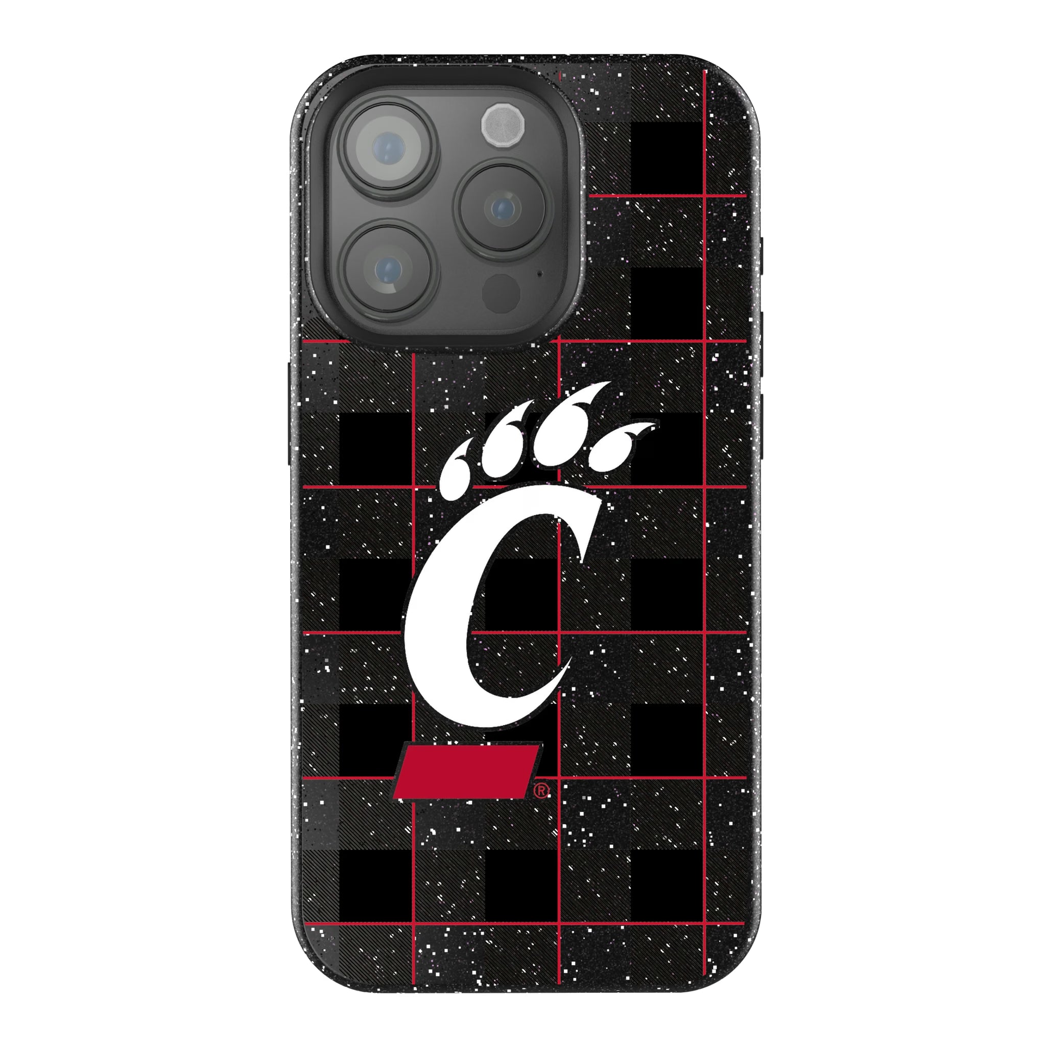 University of Cincinnati Bearcats Plaid iPhone Bling Phone Case for Apple iPhone