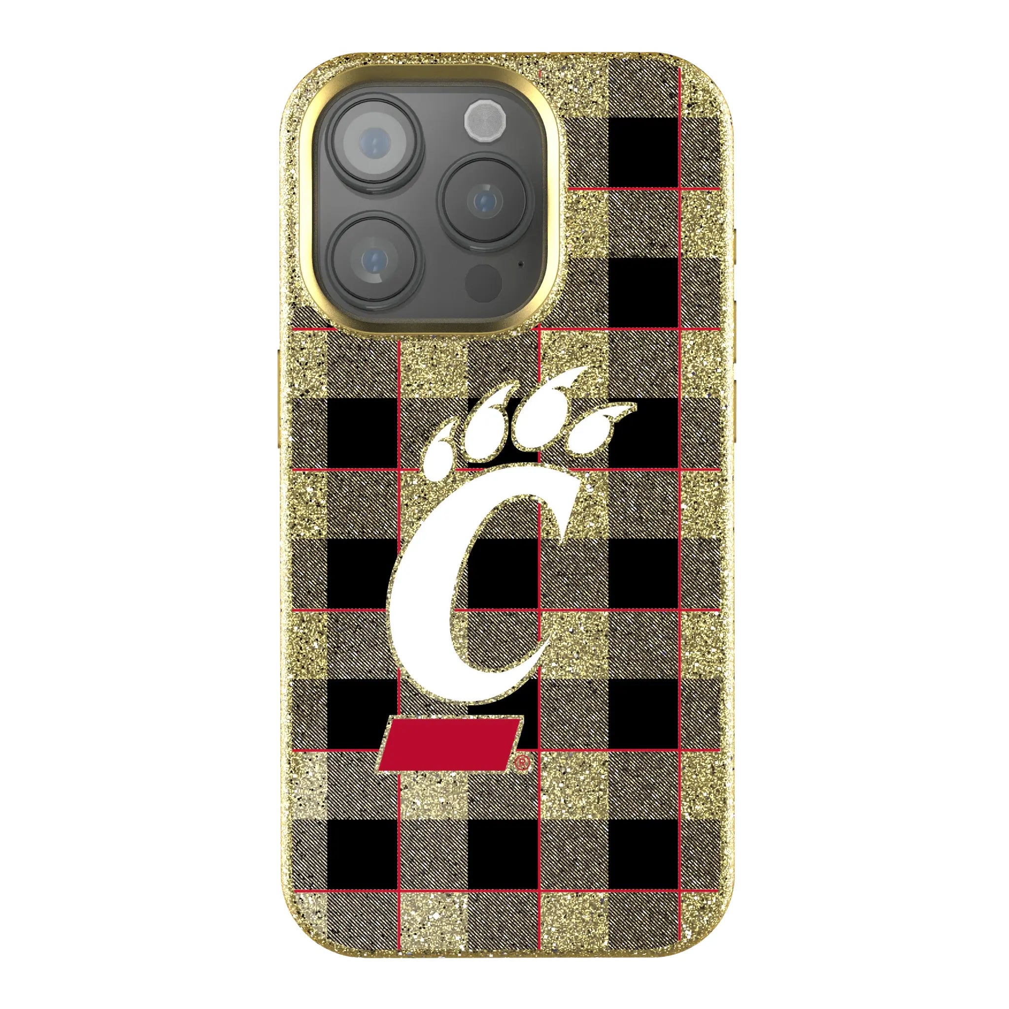 University of Cincinnati Bearcats Plaid iPhone Bling Phone Case for Apple iPhone