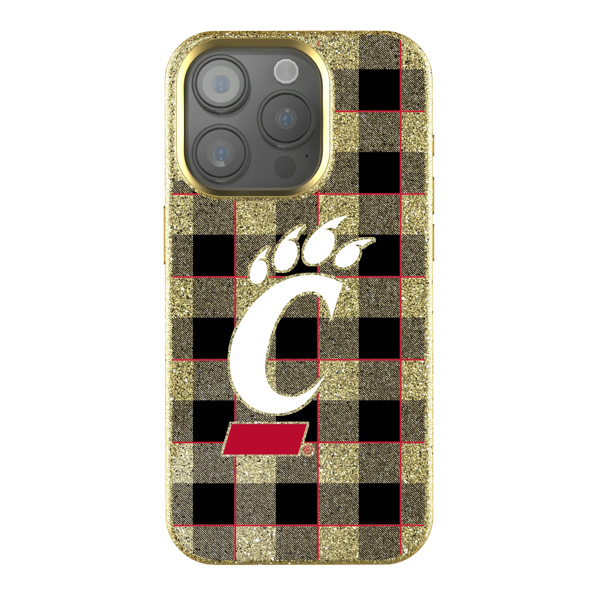 University of Cincinnati Bearcats Plaid iPhone Bling Phone Case for Apple iPhone