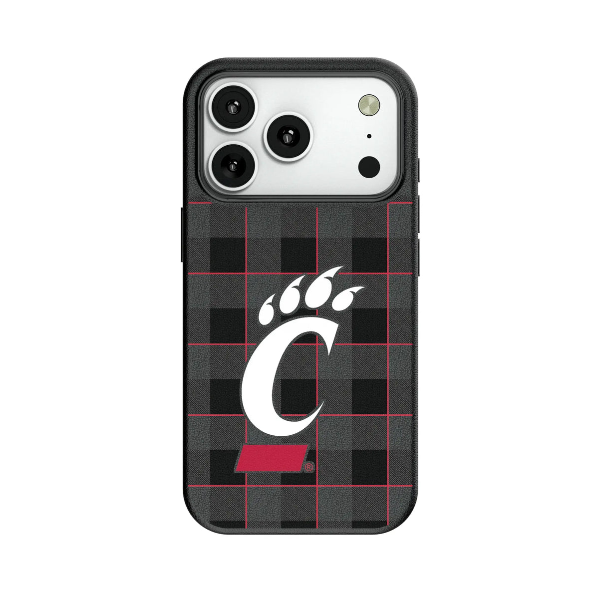 University of Cincinnati Bearcats Plaid MagSafe Compatible Phone Case for Apple iPhone