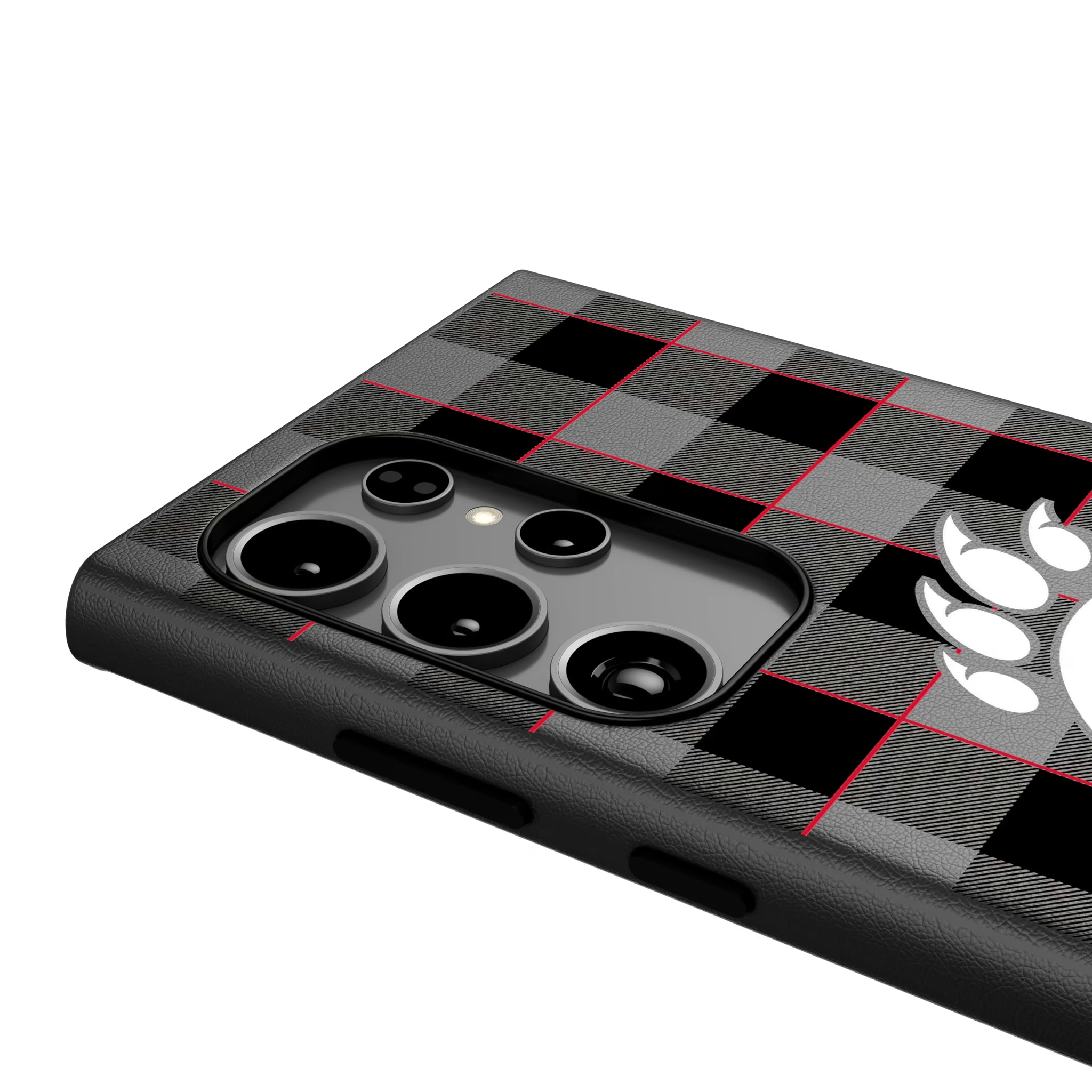 University of Cincinnati Bearcats Plaid Galaxy MagSafe Compatible Phone Case for Samsung Galaxy - Detail