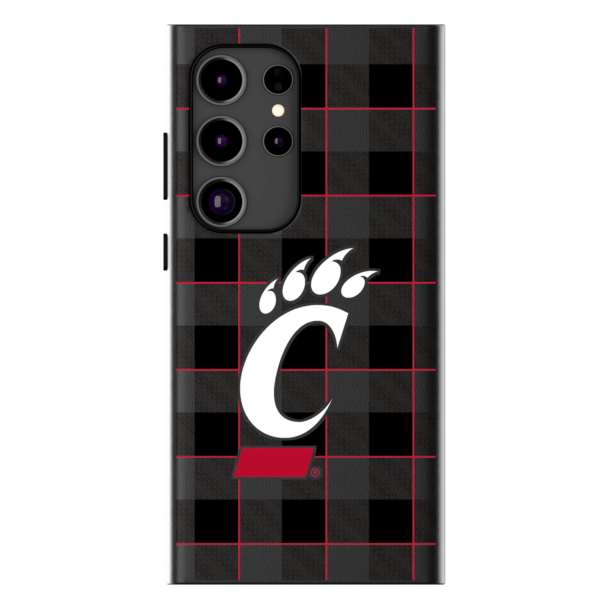 University of Cincinnati Bearcats Plaid Galaxy MagSafe Compatible Phone Case for Samsung Galaxy
