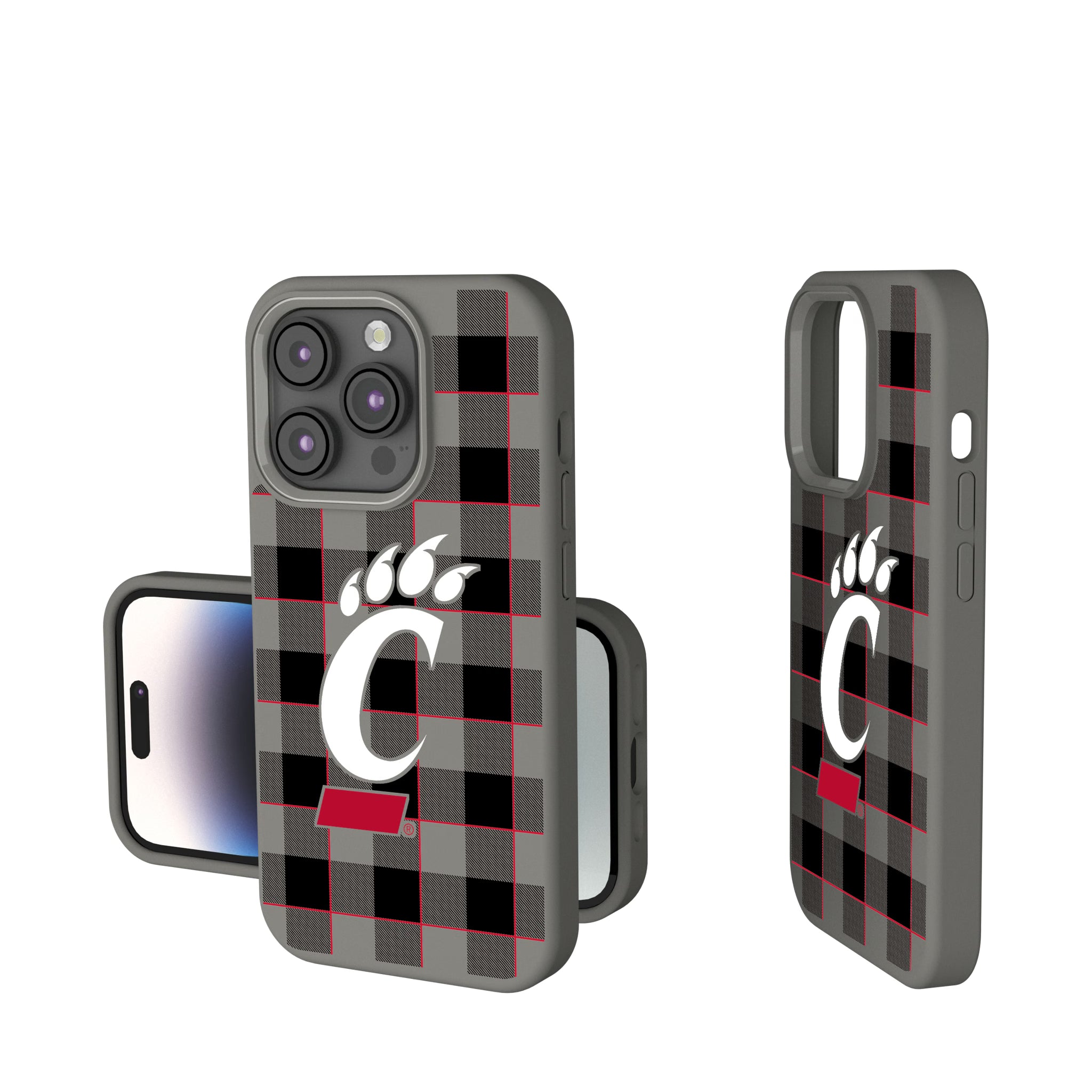 University of Cincinnati Bearcats Plaid iPhone Soft Touch Phone Case for Apple iPhone