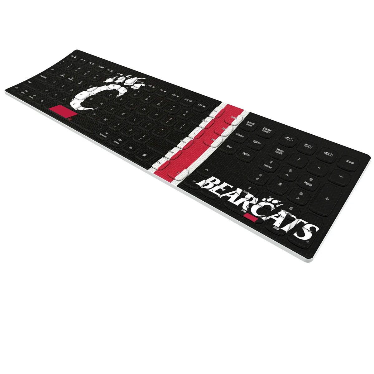 University of Cincinnati Bearcats Stripe KKB605 Curved Wireless Keyboard - Isometric View