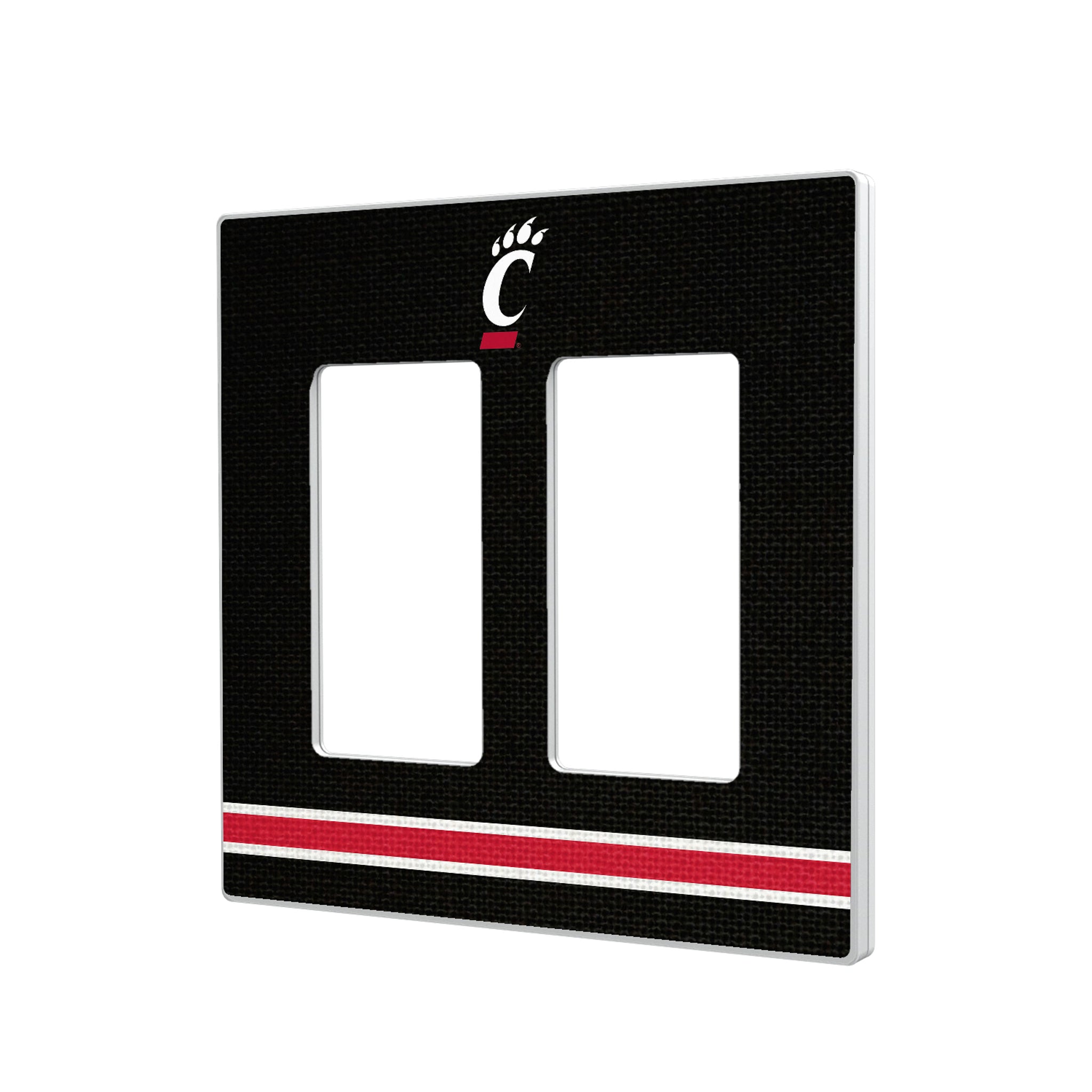 University of Cincinnati Bearcats Stripe Hidden-Screw Light Switch Plate#Style_Double Rocker