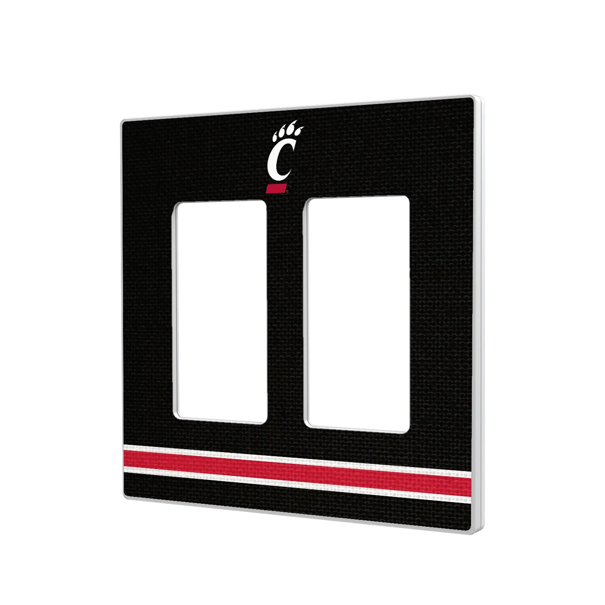 University of Cincinnati Bearcats Stripe Hidden-Screw Light Switch Plate#Style_Double Rocker