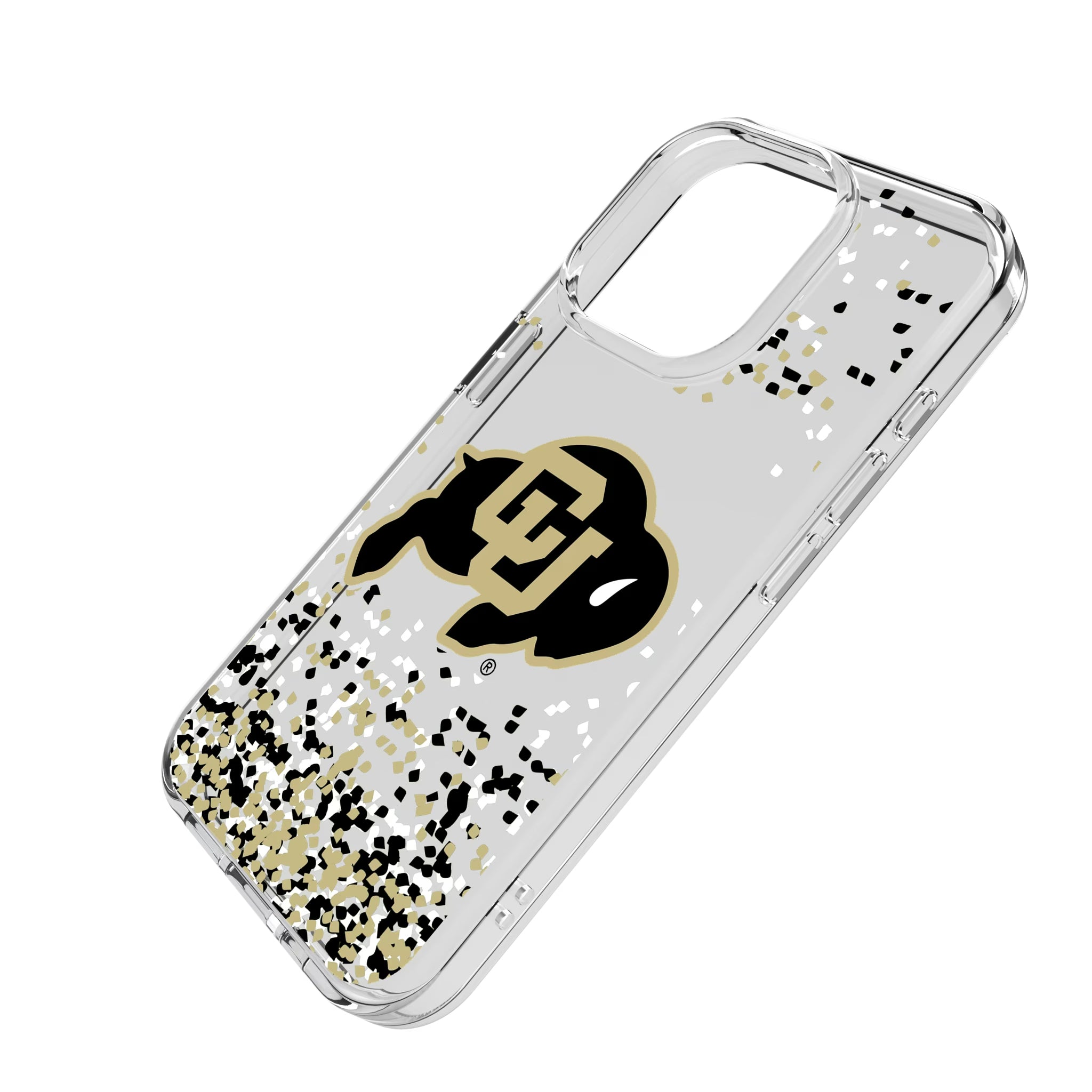 University of Colorado Buffaloes Confetti iPhone Clear Phone Case for Apple iPhone - Isometric View