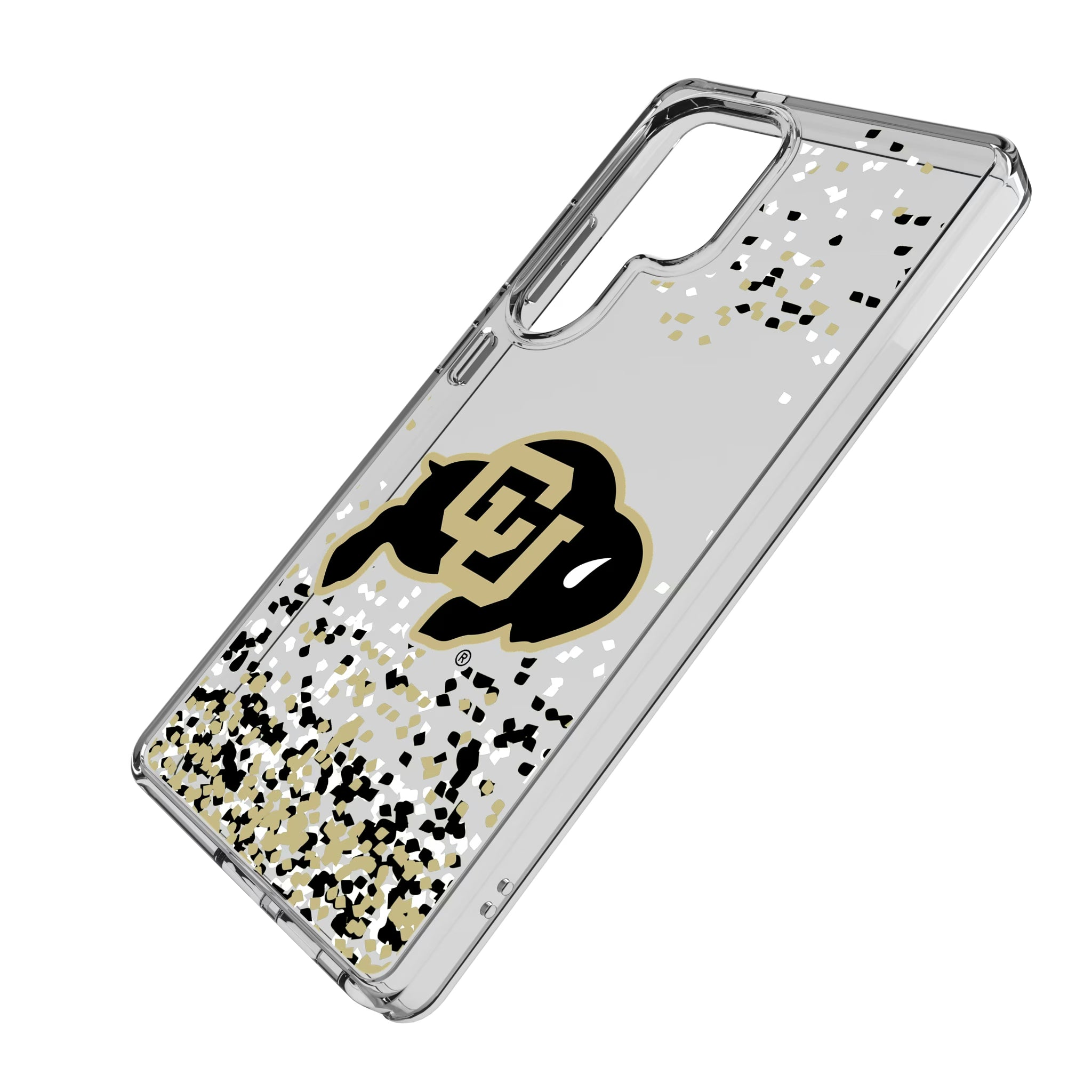 University of Colorado Buffaloes Confetti Galaxy Clear Phone Case for Samsung Galaxy - Isometric View