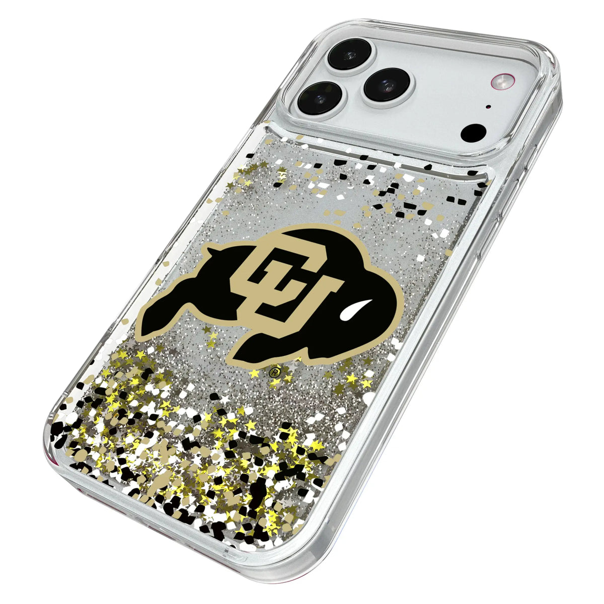 University of Colorado Buffaloes Confetti iPhone Glitter Phone Case for Apple iPhone - Isometric View#Device_iPhone 18 Pro Max