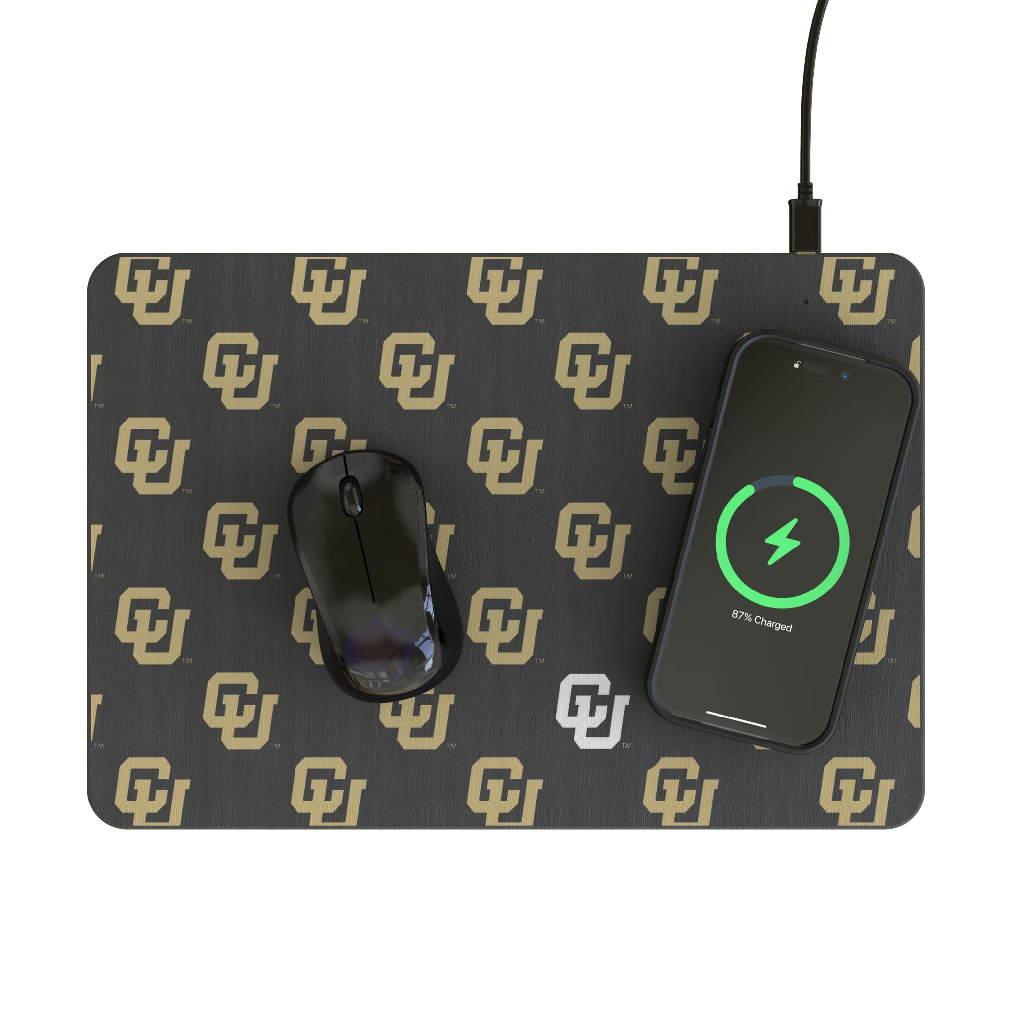 University of Colorado Buffaloes Fashion Pattern 15-Watt Wireless Charger and Mouse Pad - Lifestyle