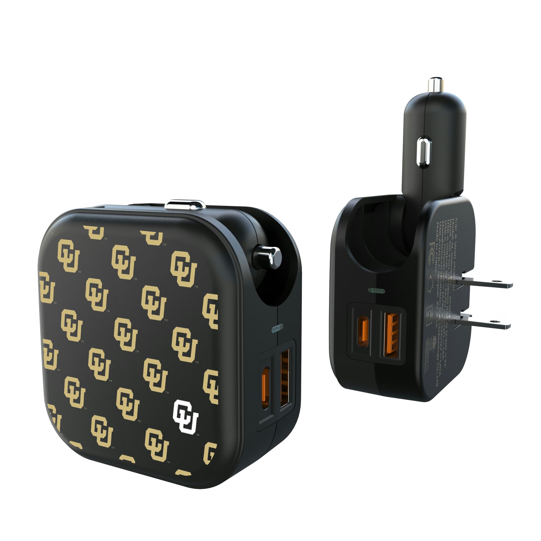 University of Colorado Buffaloes Fashion Pattern 2 in 1 USB A/C Charger