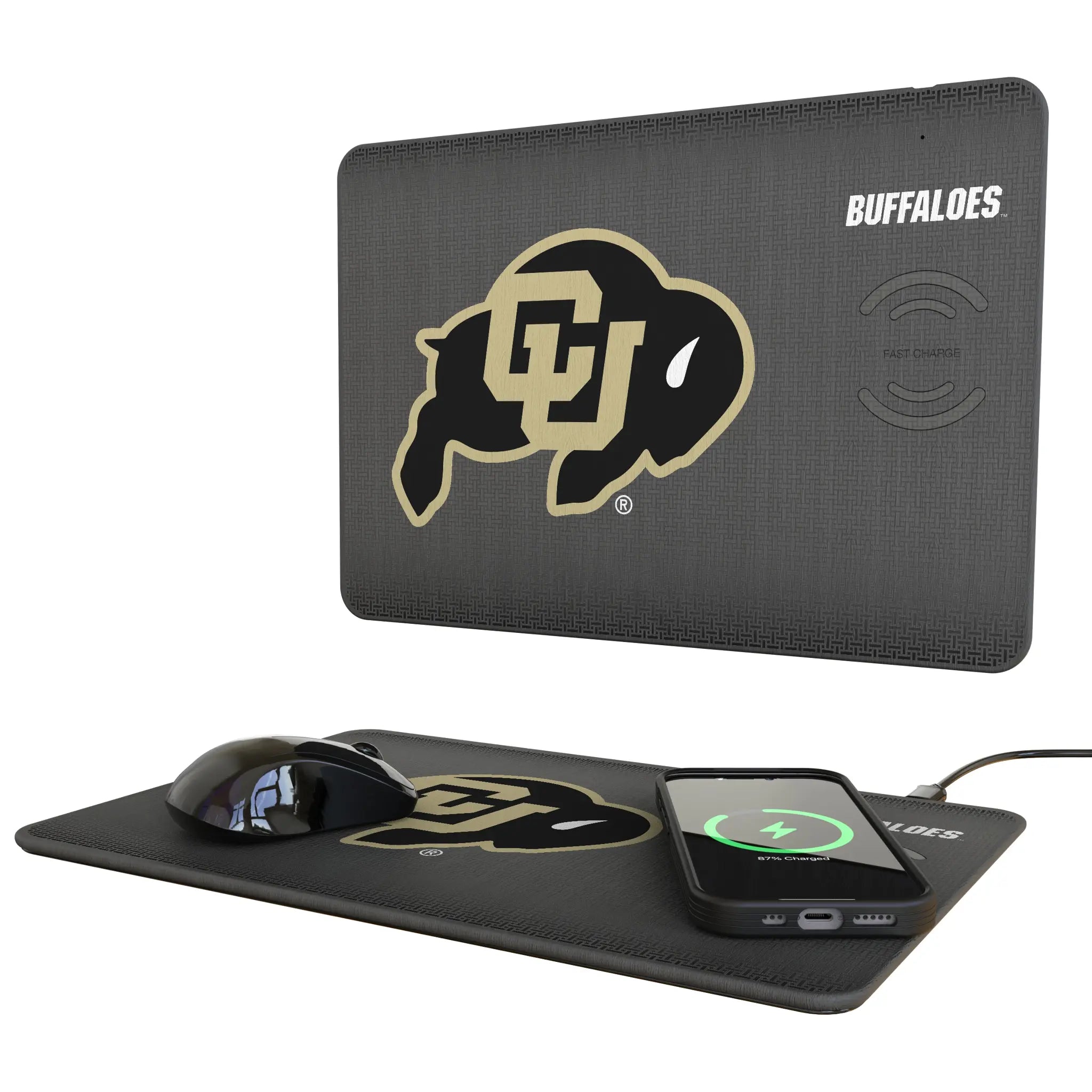 University of Colorado Buffaloes Linen 15-Watt Wireless Charger and Mouse Pad