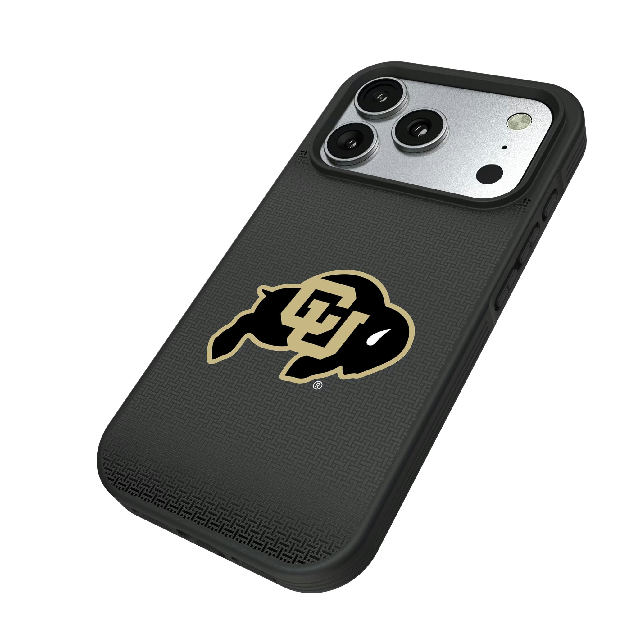 University of Colorado Buffaloes Linen iPhone Bump Phone Case for Apple iPhone - Isometric View#Device_iPhone 17 Pro