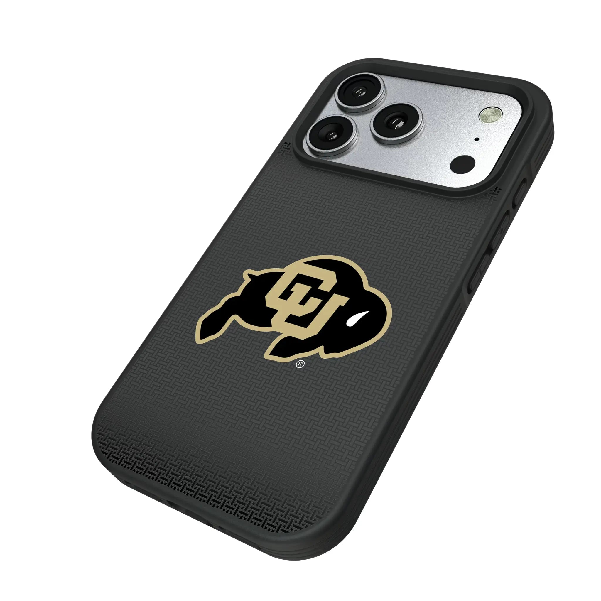 University of Colorado Buffaloes Linen iPhone Bump Phone Case for Apple iPhone - Isometric View#Device_iPhone 17 Pro