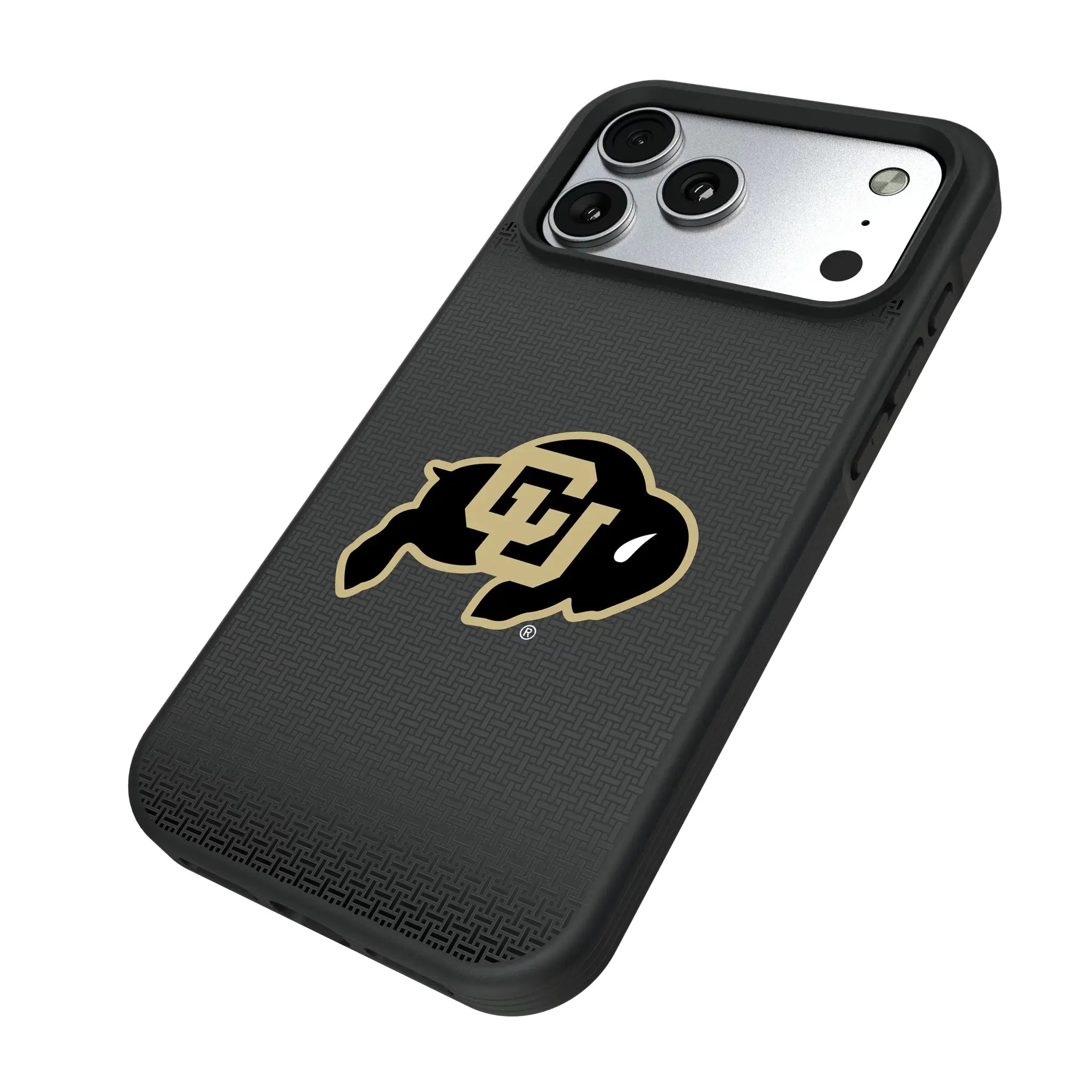 University of Colorado Buffaloes Linen iPhone Bump Phone Case for Apple iPhone - Isometric View#Device_iPhone 17 Pro Max