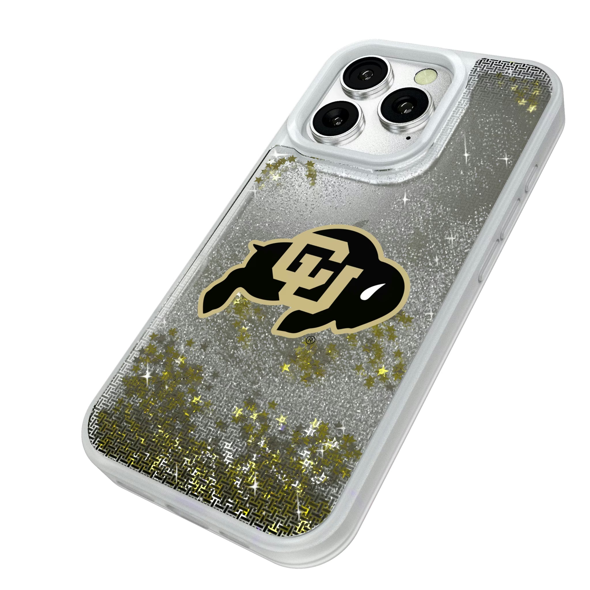 University of Colorado Buffaloes Linen iPhone Glitter Phone Case for Apple iPhone - Isometric View#Device_iPhone 16 Pro
