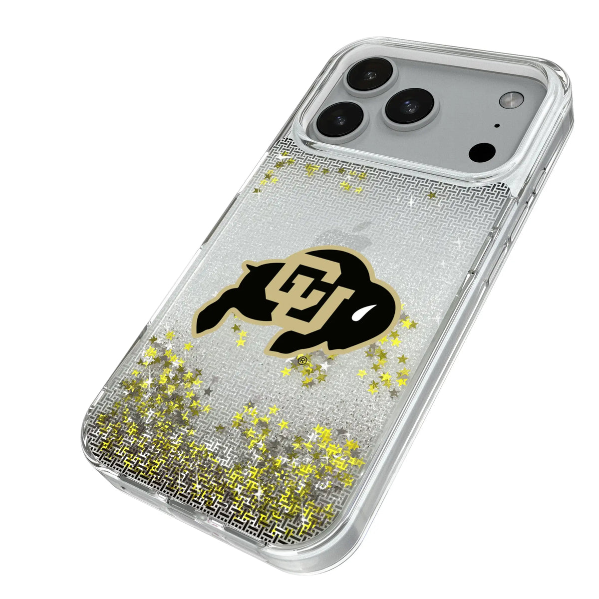 University of Colorado Buffaloes Linen iPhone Glitter Phone Case for Apple iPhone - Isometric View#Device_iPhone 18 Pro