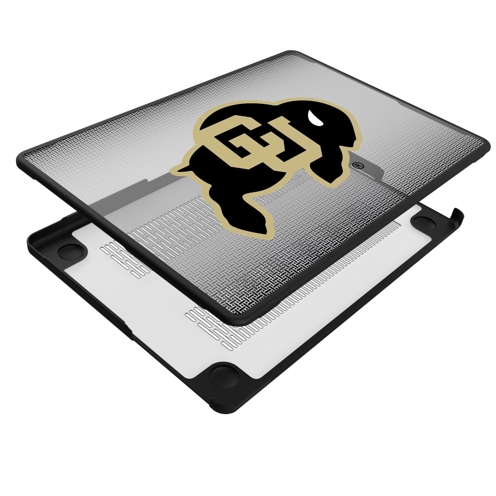 University of Colorado Buffaloes Linen MacBook Laptop Case for Apple MacBook - Isometric View#Device_MacBook Pro (14-inch, 2021) / MacBook Pro (14-inch, 2023) / MacBook Pro (14-inch, 2024)