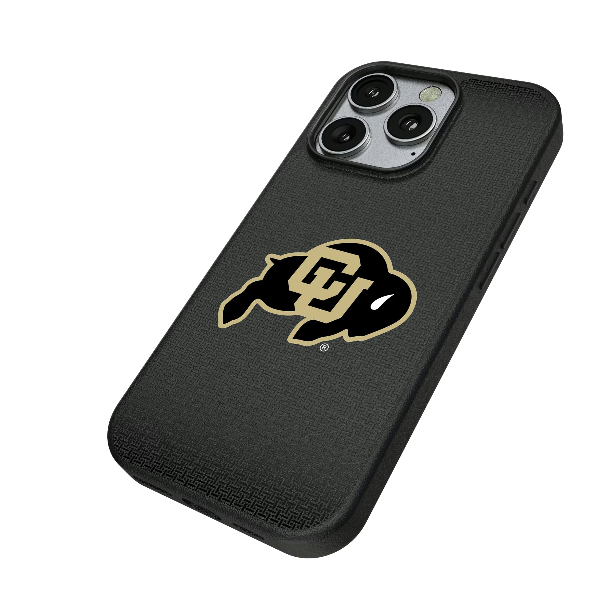University of Colorado Buffaloes Linen iPhone MagSafe Compatible Phone Case for Apple iPhone - Isometric View