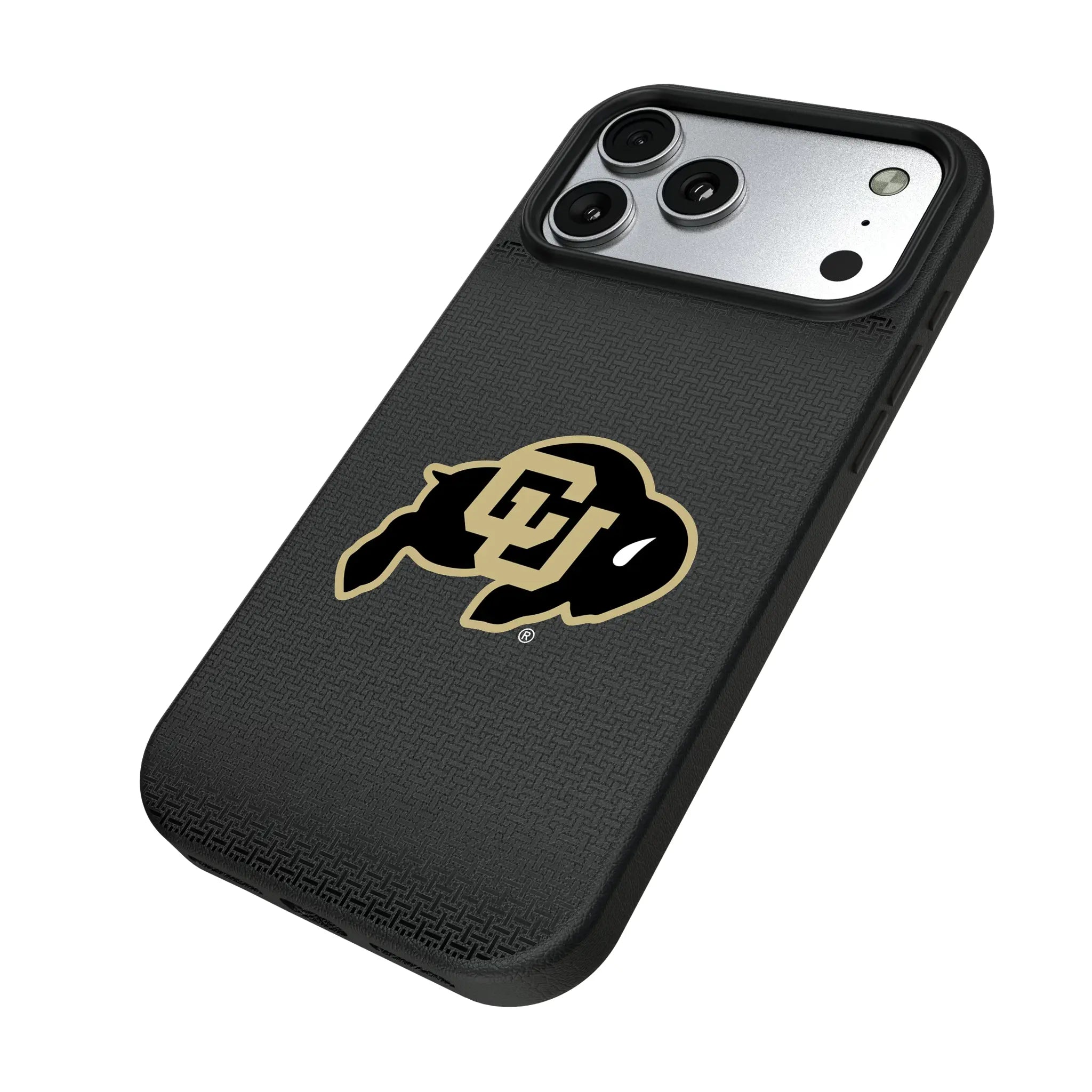 University of Colorado Buffaloes Linen iPhone MagSafe Compatible Phone Case for Apple iPhone - Isometric View#Device_iPhone 17 Pro Max