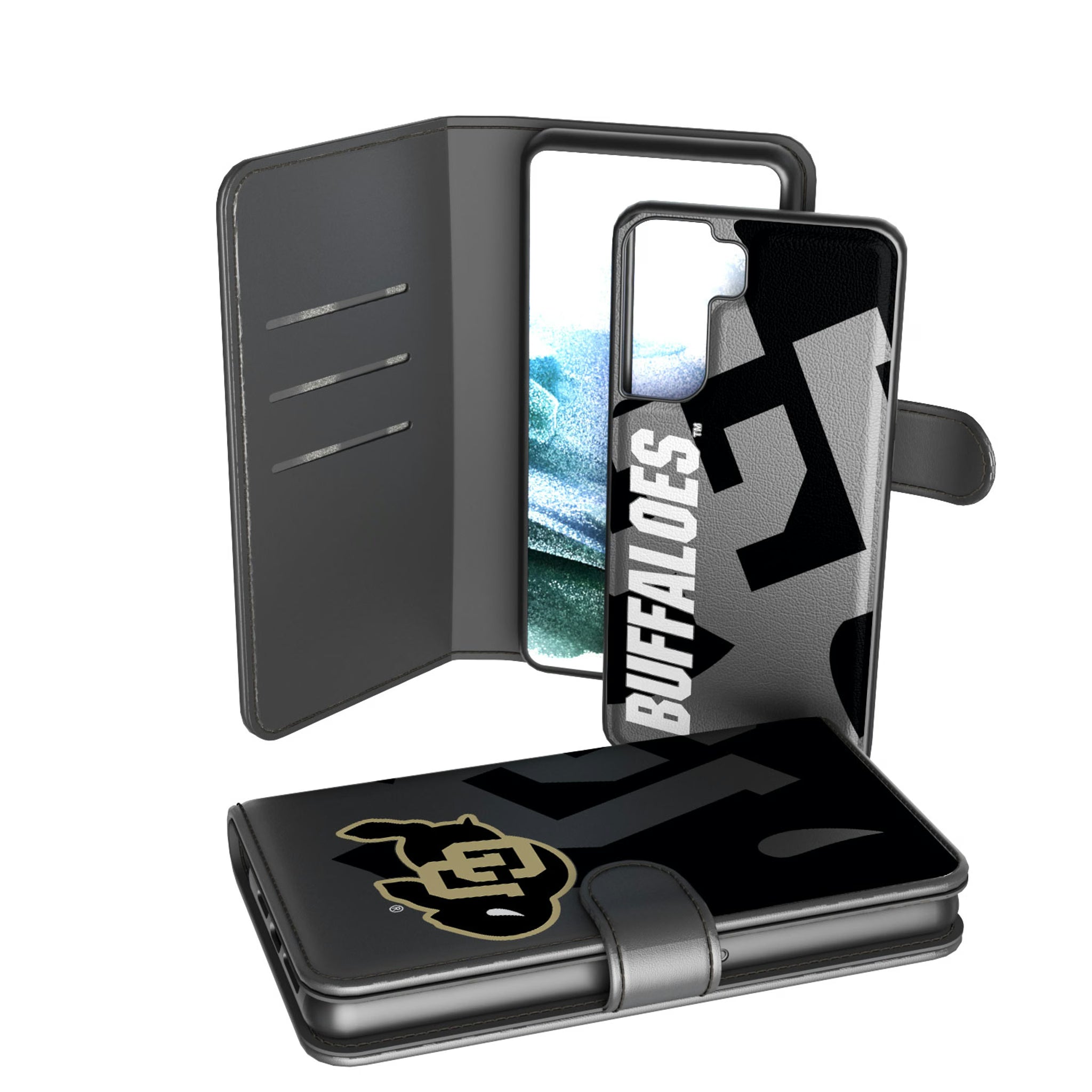 University of Colorado Buffaloes Monocolor Tilt Galaxy Wallet Phone Case for Samsung Galaxy