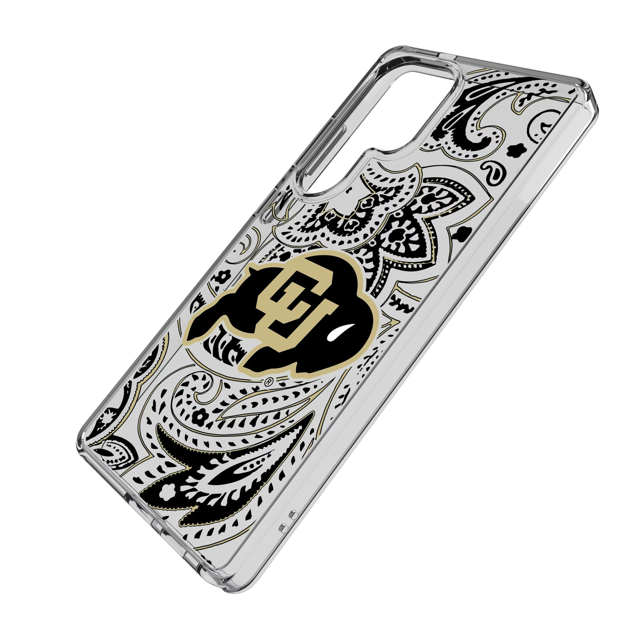 University of Colorado Buffaloes Paisley Galaxy Clear Phone Case for Samsung Galaxy - Isometric View