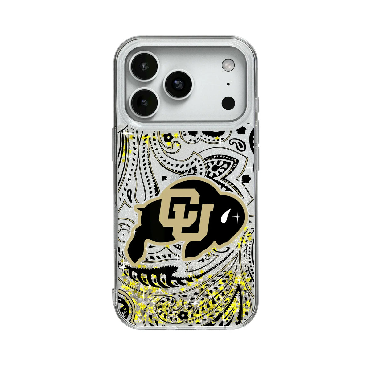 University of Colorado Buffaloes Paisley Glitter Phone Case for Apple iPhone