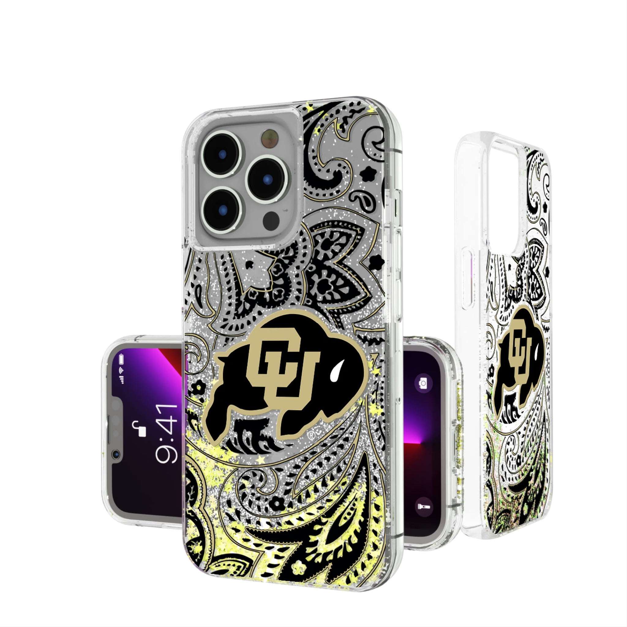 University of Colorado Buffaloes Paisley iPhone Glitter Phone Case for Apple iPhone