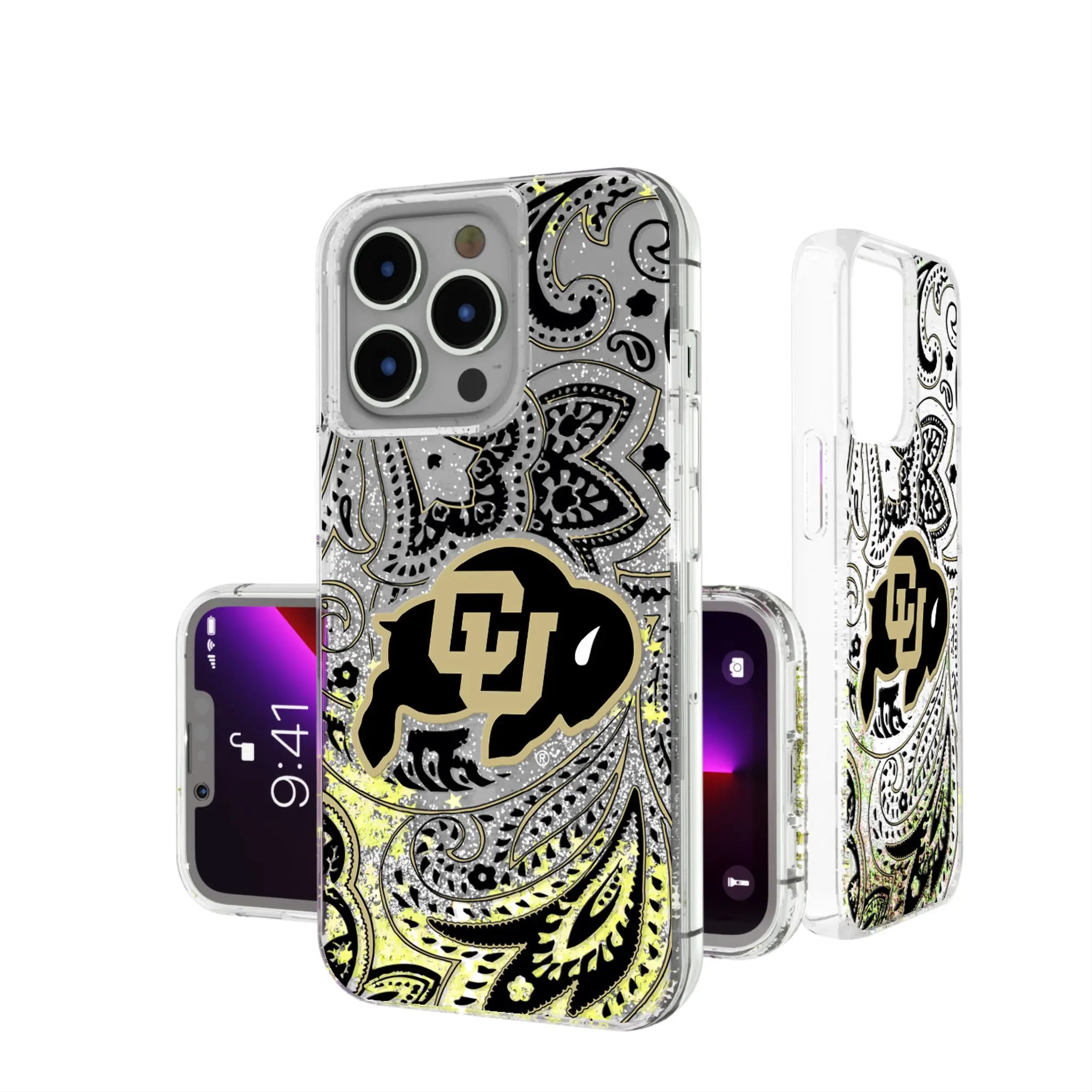 University of Colorado Buffaloes Paisley iPhone Glitter Phone Case for Apple iPhone