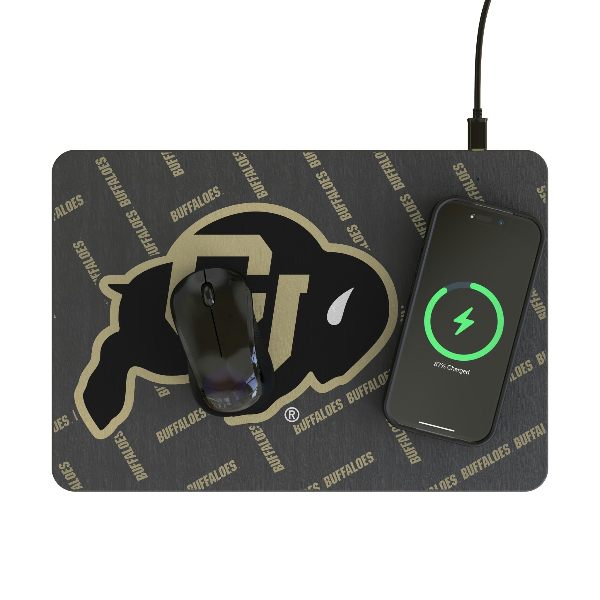 University of Colorado Buffaloes Quadtile 15-Watt Wireless Charger and Mouse Pad - Lifestyle