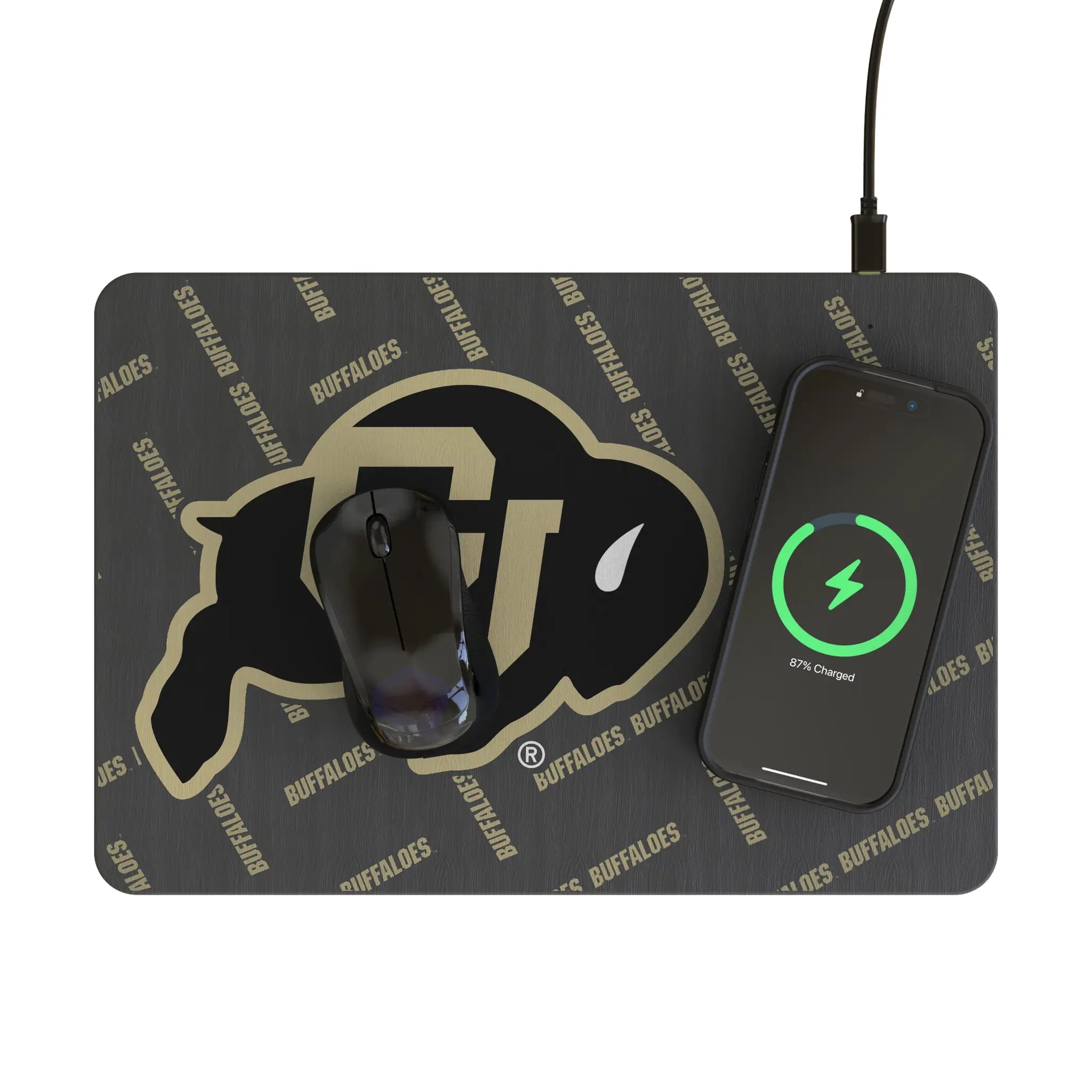 University of Colorado Buffaloes Quadtile 15-Watt Wireless Charger and Mouse Pad - Lifestyle