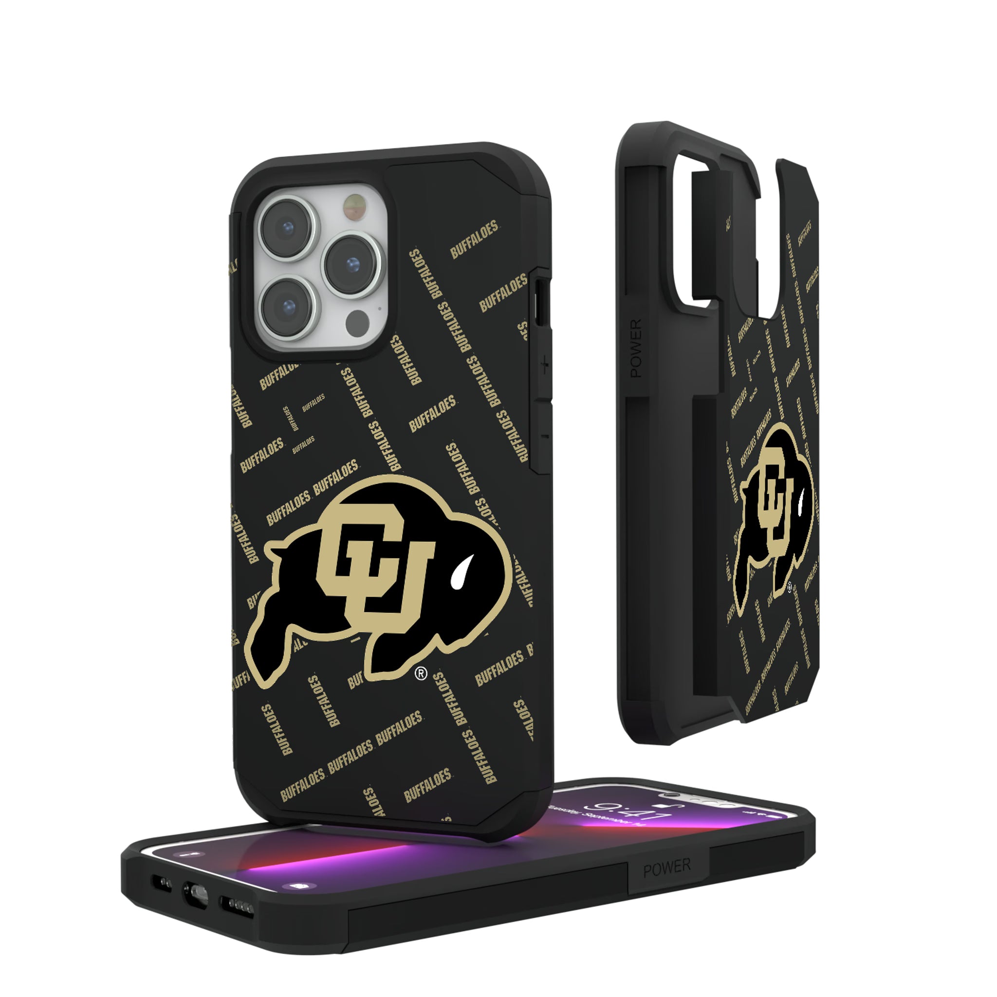 University of Colorado Buffaloes Quadtile iPhone Rugged Phone Case for Apple iPhone#Device_iPhone 13 Pro