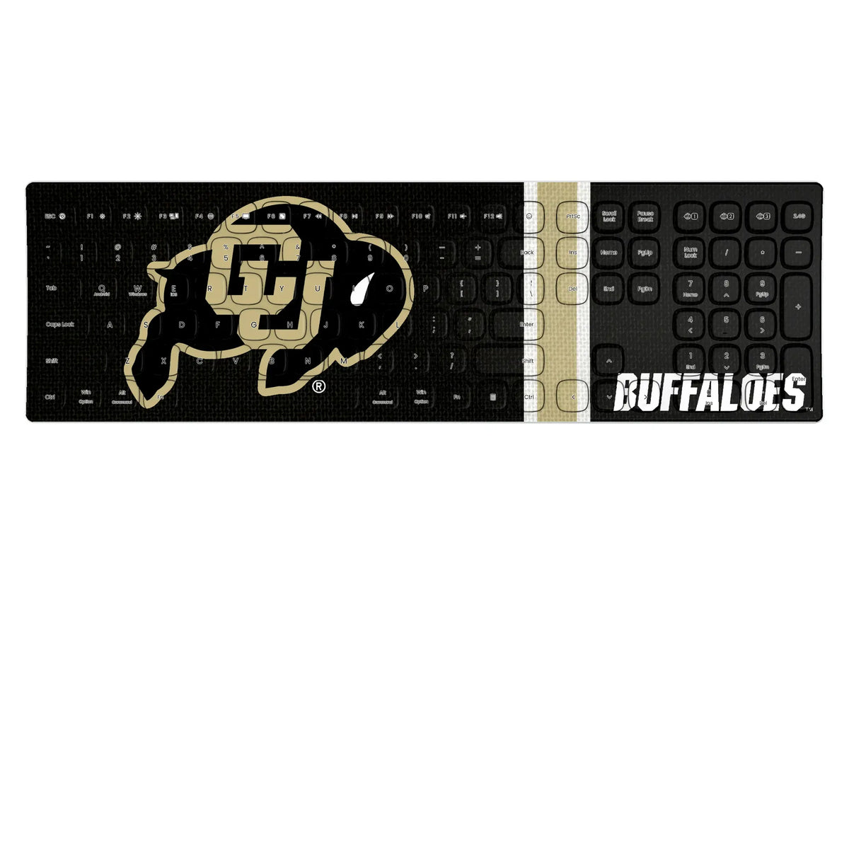 University of Colorado Buffaloes Stripe KKB605 Curved Wireless Keyboard
