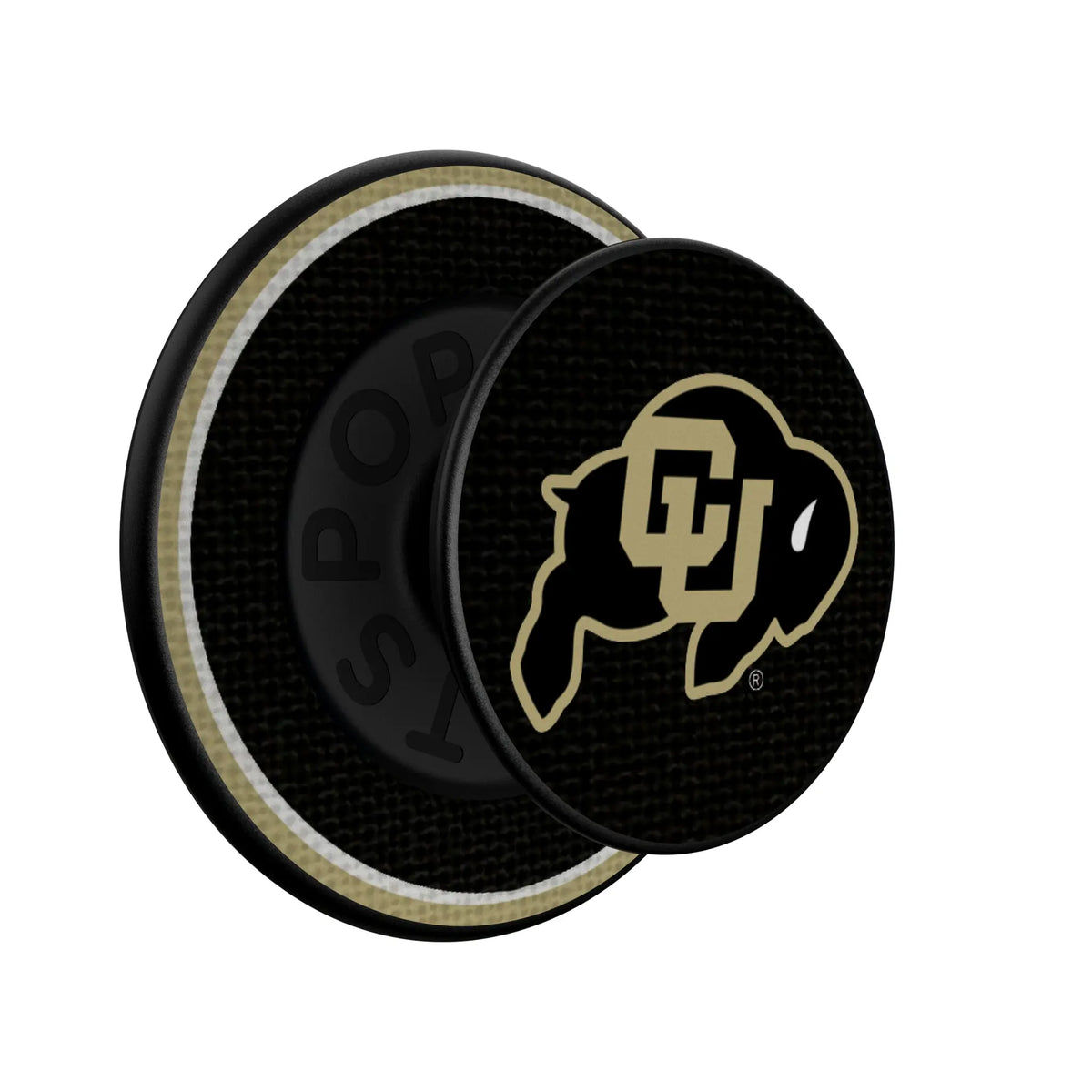 University of Colorado Buffaloes Stripe Popsockets Round Magnetic - Isometric View