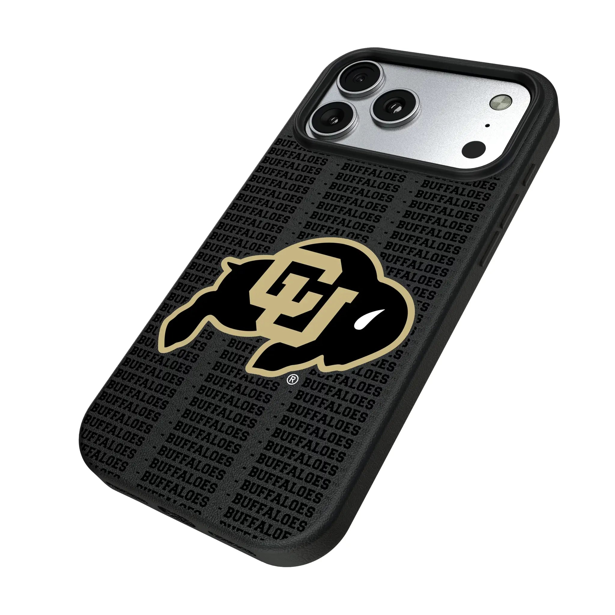 University of Colorado Buffaloes Text Backdrop iPhone MagSafe Compatible Phone Case for Apple iPhone - Isometric View#Device_iPhone 17 Pro Max