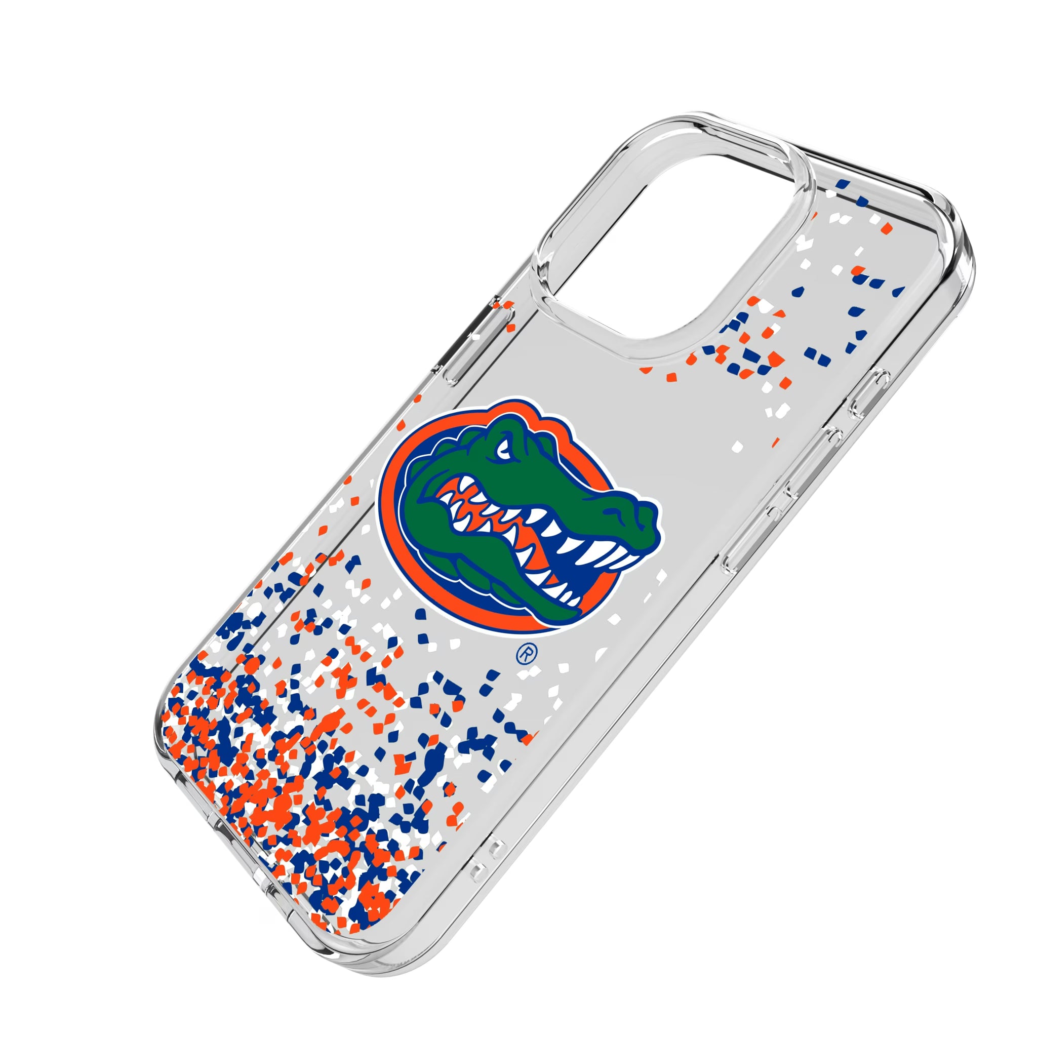 University of Florida Gators Confetti iPhone Clear Phone Case for Apple iPhone - Isometric View