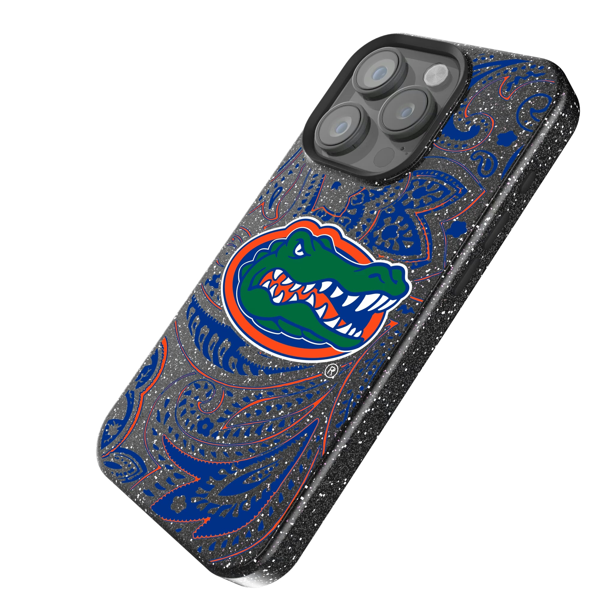 University of Florida Gators Paisley iPhone Bling Phone Case for Apple iPhone - Isometric View