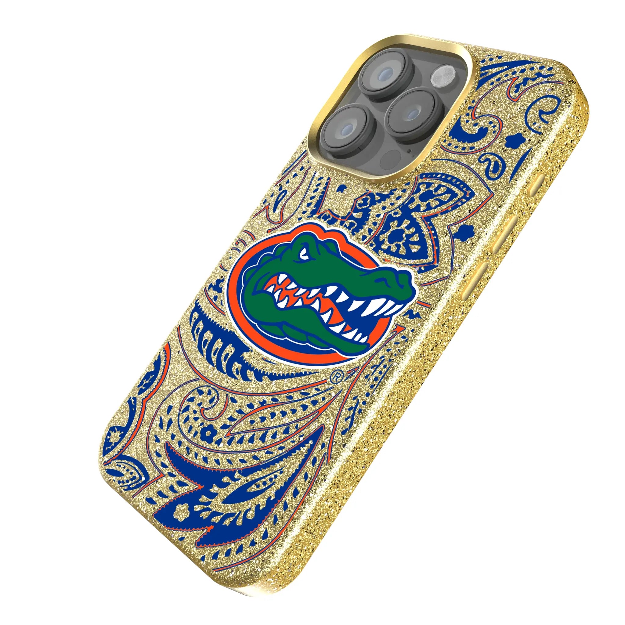 University of Florida Gators Paisley iPhone Bling Phone Case for Apple iPhone - Isometric View