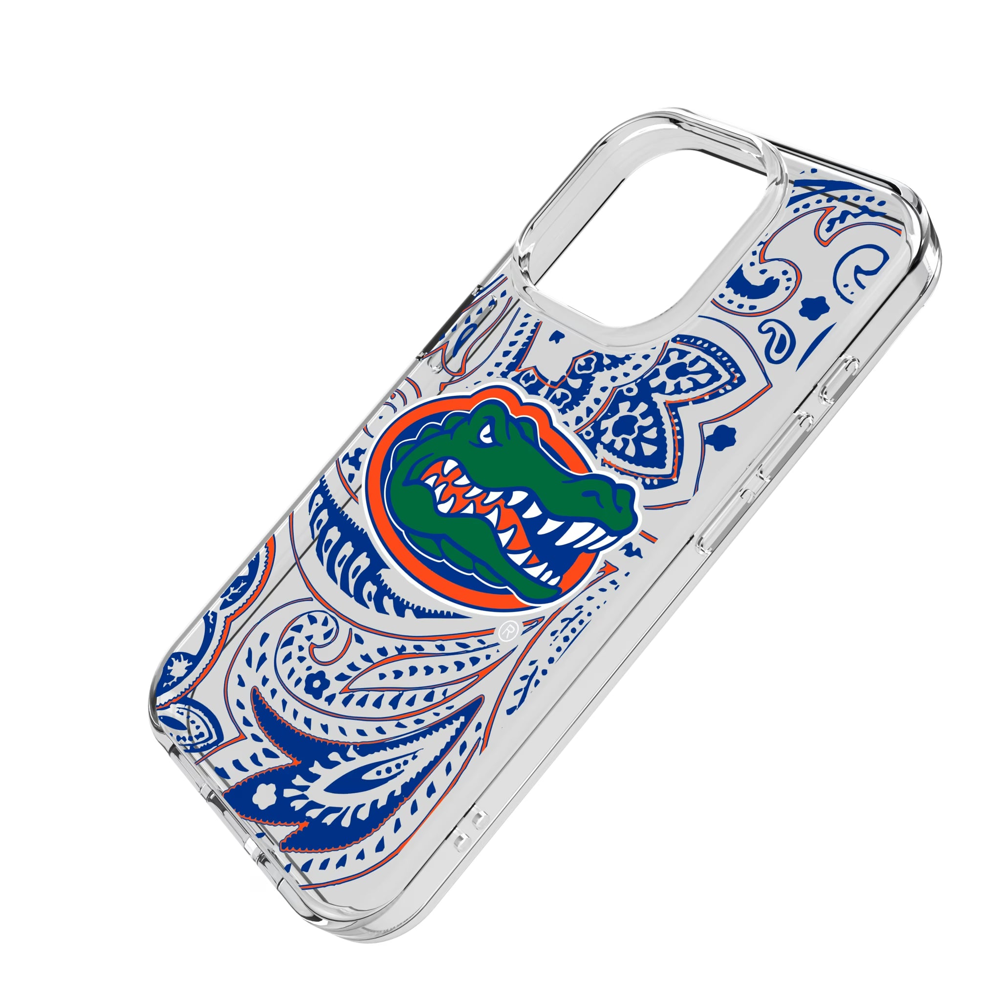 University of Florida Gators Paisley iPhone Clear Phone Case for Apple iPhone - Isometric View