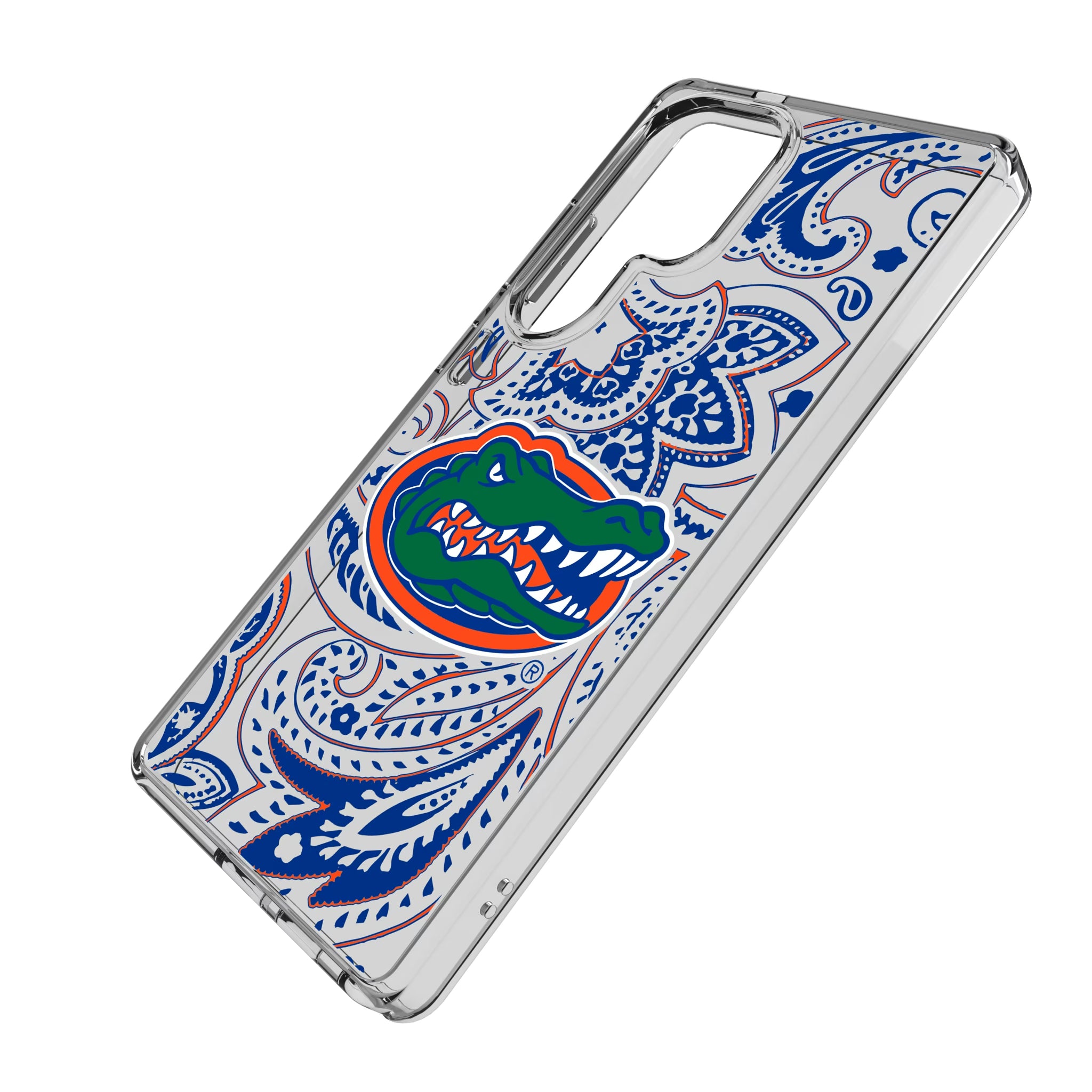 University of Florida Gators Paisley Galaxy Clear Phone Case for Samsung Galaxy - Isometric View