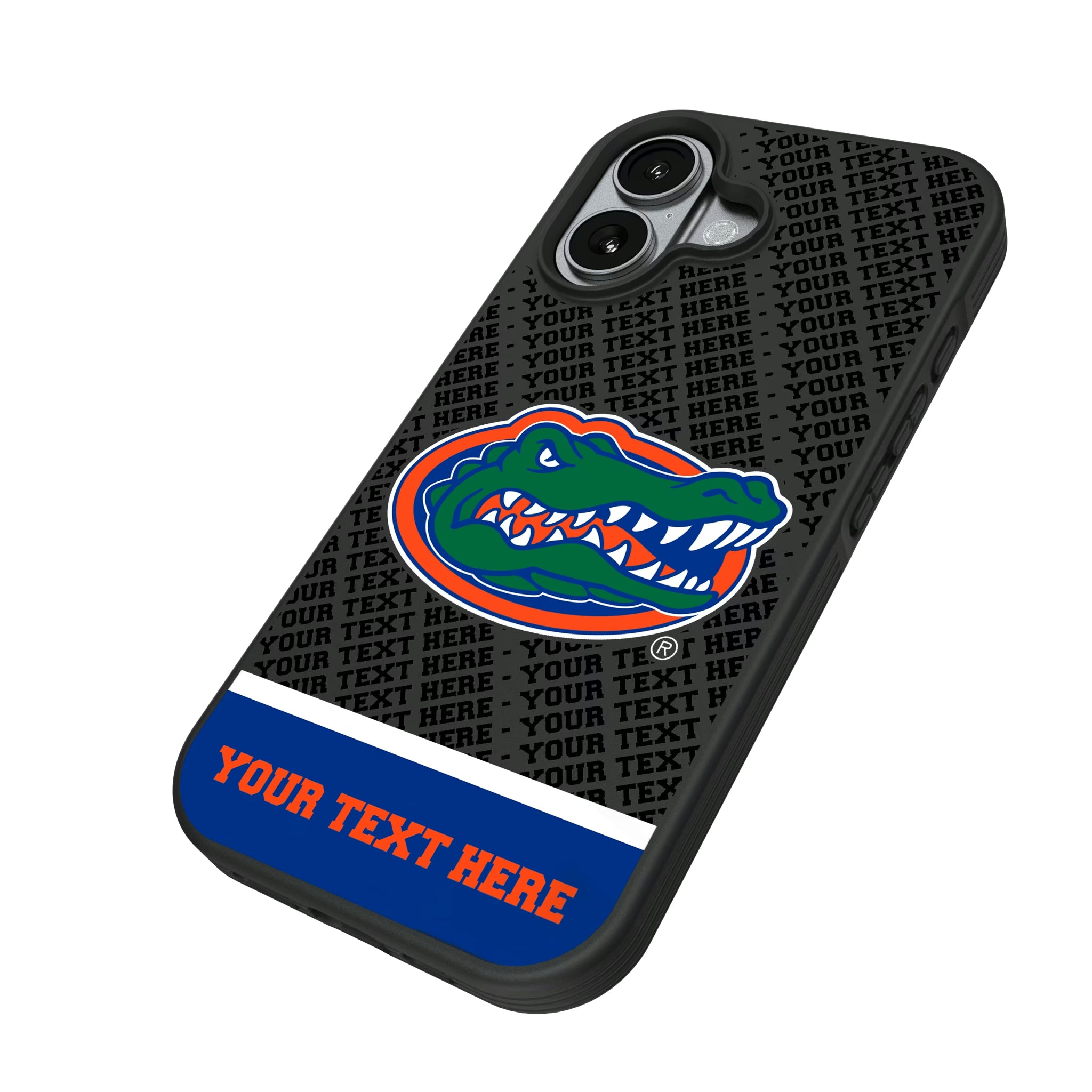 University of Florida Gators Personalized EndZone Plus iPhone Bump Phone Case for Apple iPhone - Isometric View#Device_iPhone 17