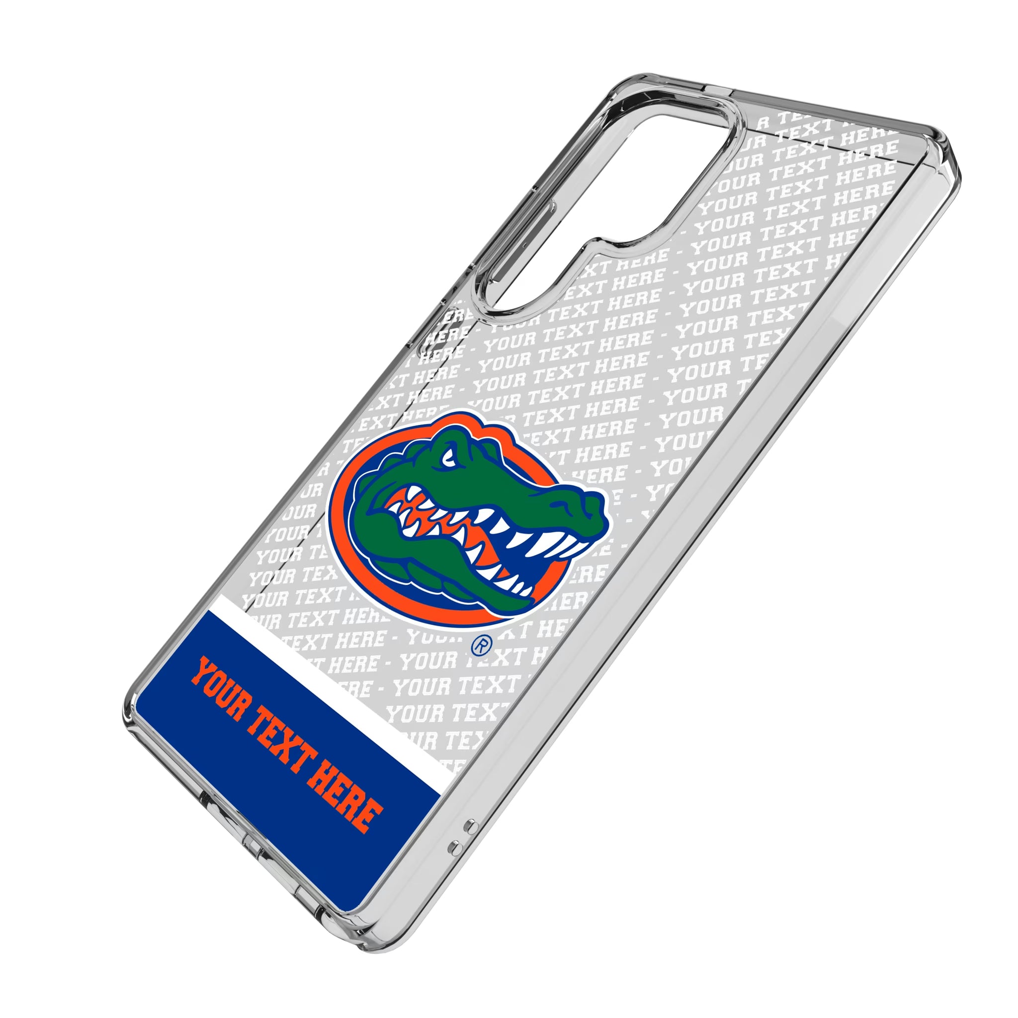 University of Florida Gators Personalized EndZone Plus Galaxy Clear Phone Case for Samsung Galaxy - Isometric View