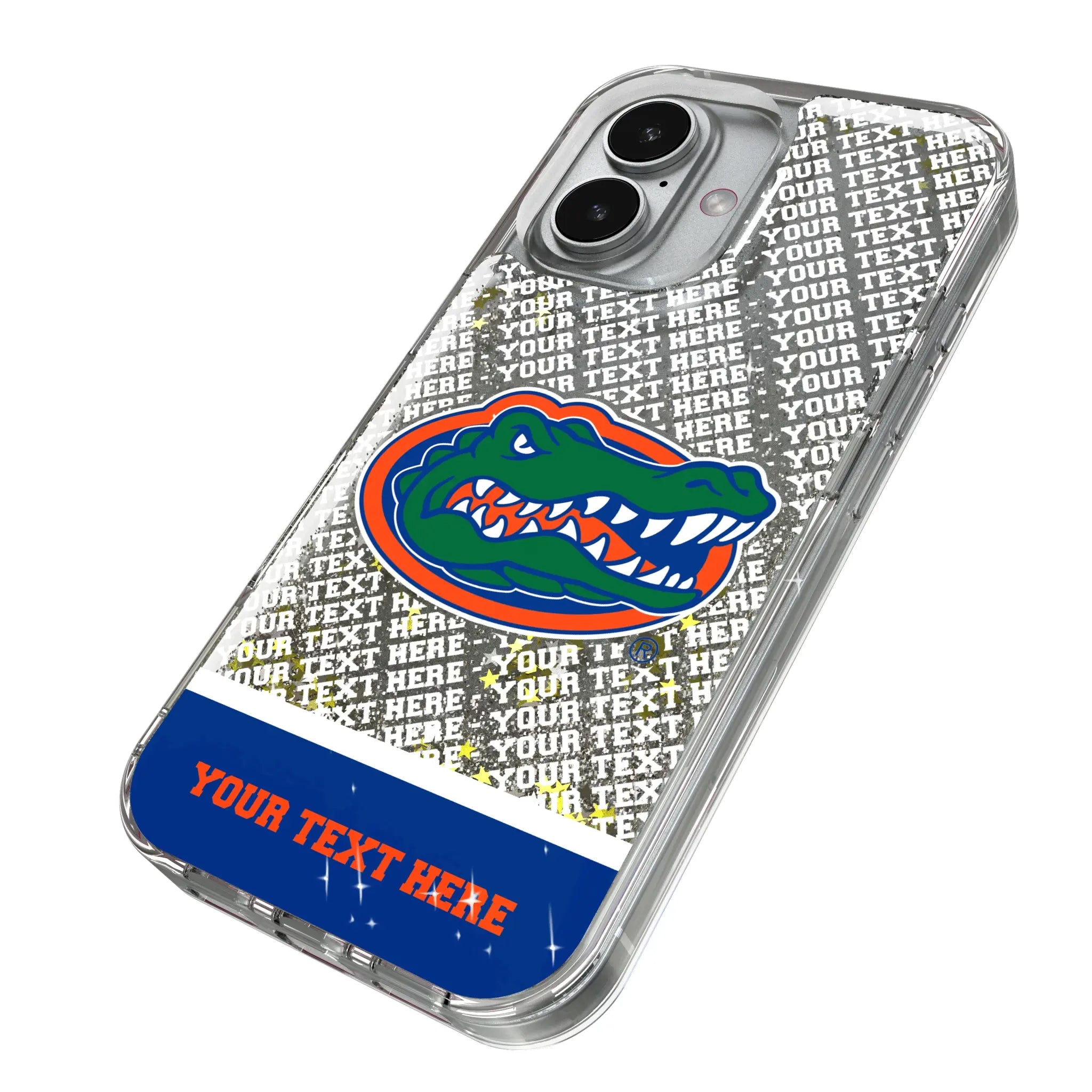University of Florida Gators Personalized EndZone Plus iPhone Glitter Phone Case for Apple iPhone - Isometric View