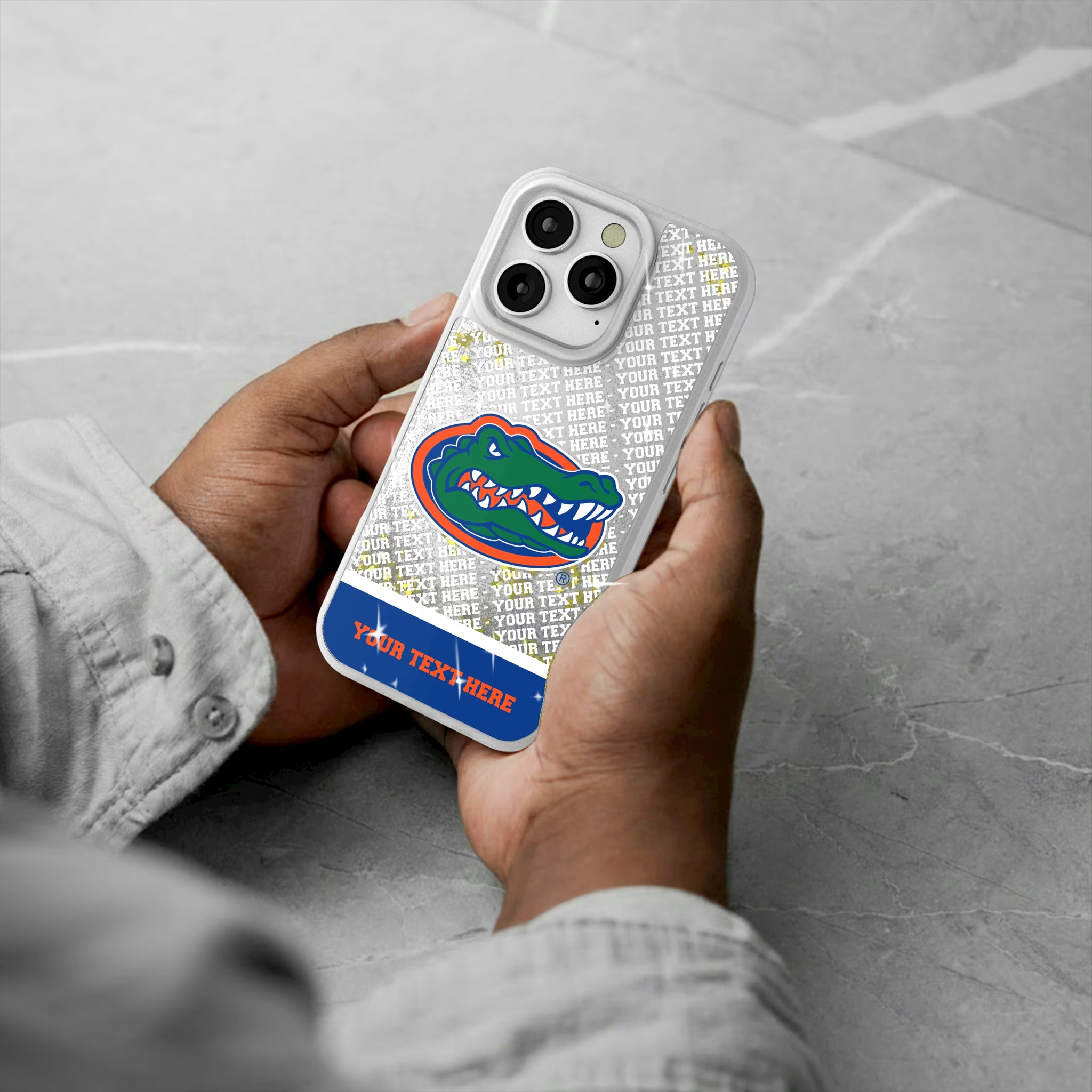 University of Florida Gators Personalized EndZone Plus iPhone Glitter Phone Case for Apple iPhone - Lifestyle#Device_iPhone 16 Pro