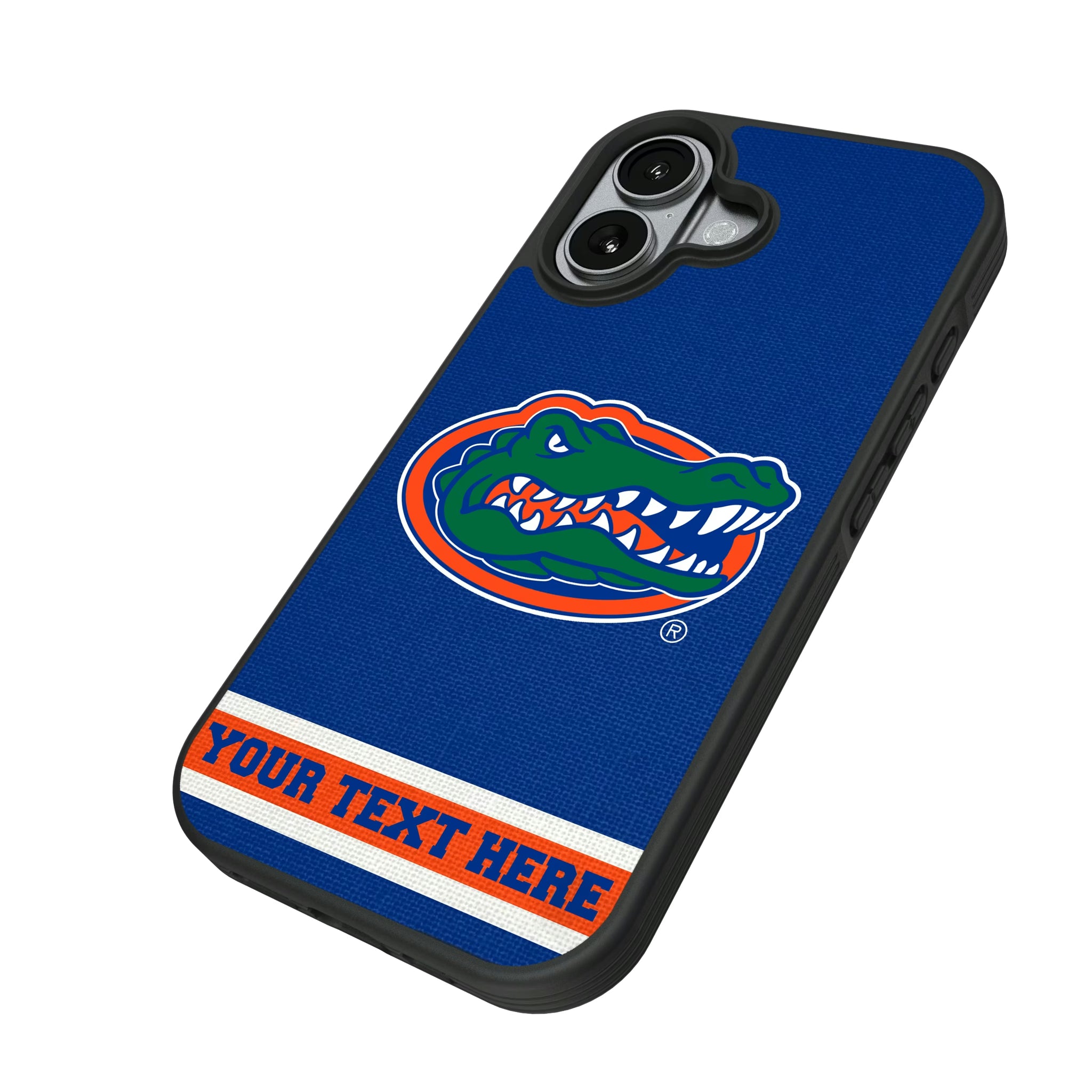 University of Florida Gators Personalized Stripe iPhone Bump Phone Case for Apple iPhone - Isometric View#Device_iPhone 17