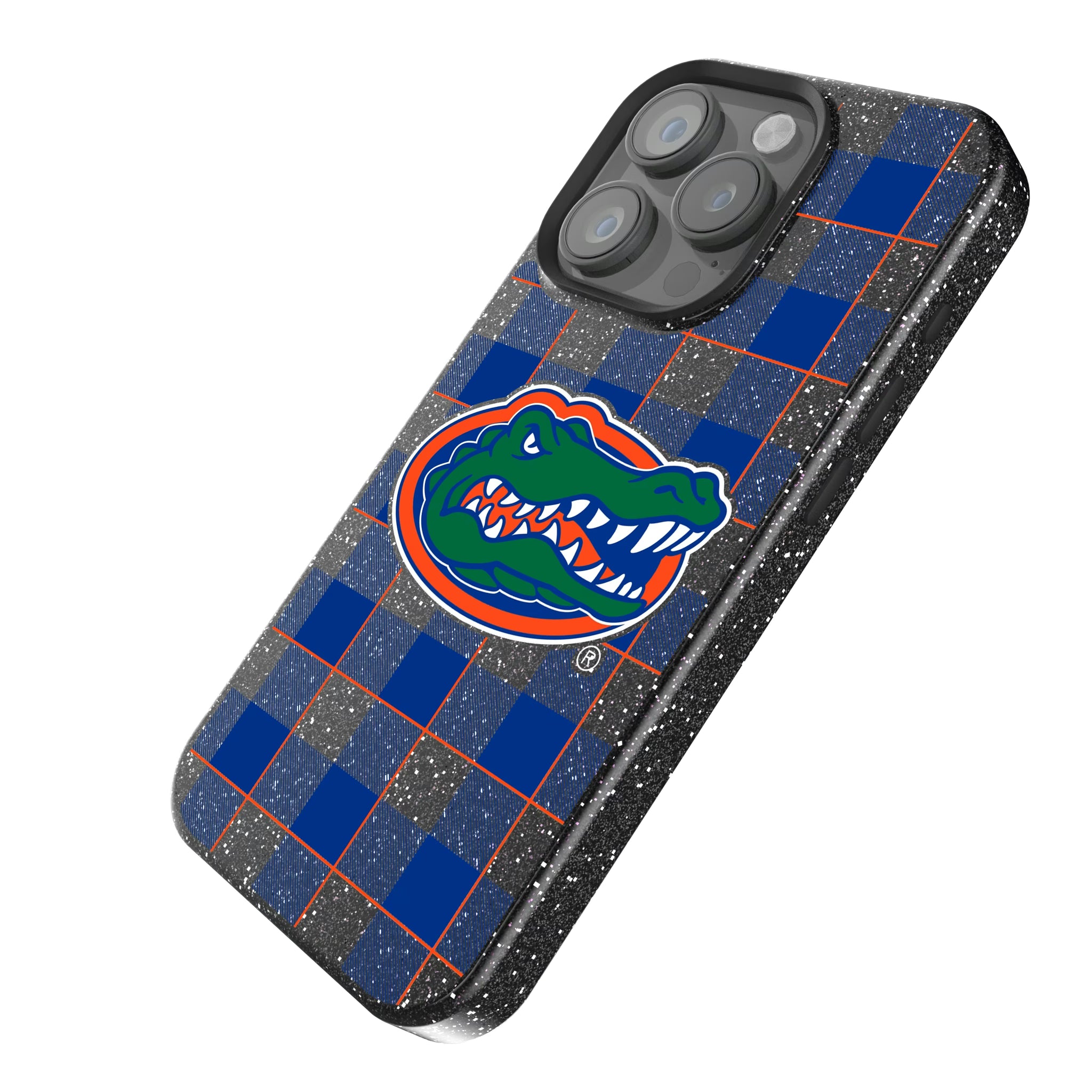 University of Florida Gators Plaid iPhone Bling Phone Case for Apple iPhone - Isometric View